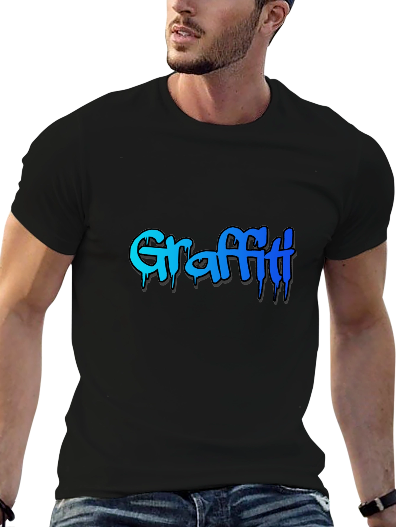 Black Graffiti Style Graphic Print T-Shirt view 6