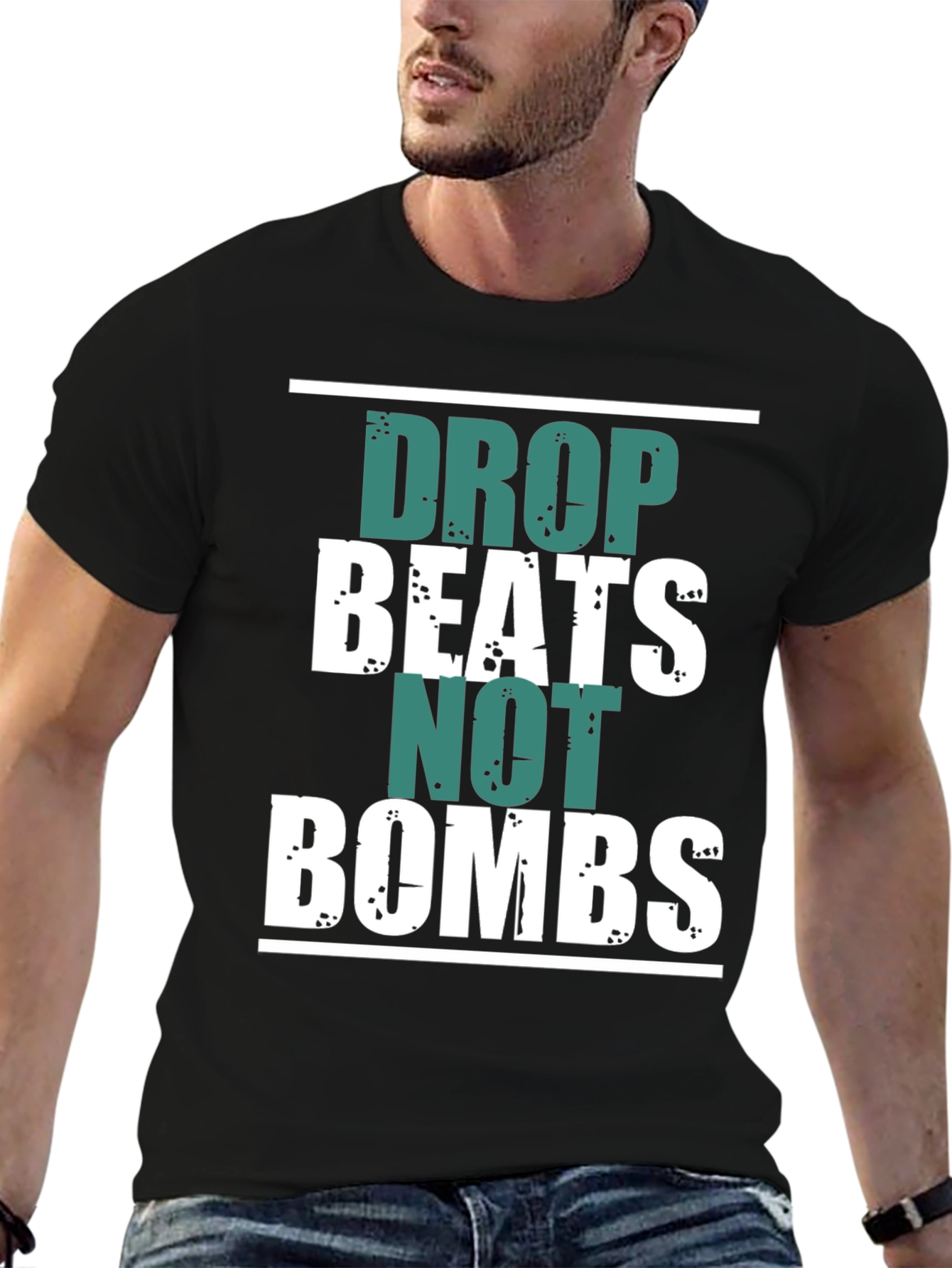 Black Drop Beats Not Bombs Graphic Tee view 6