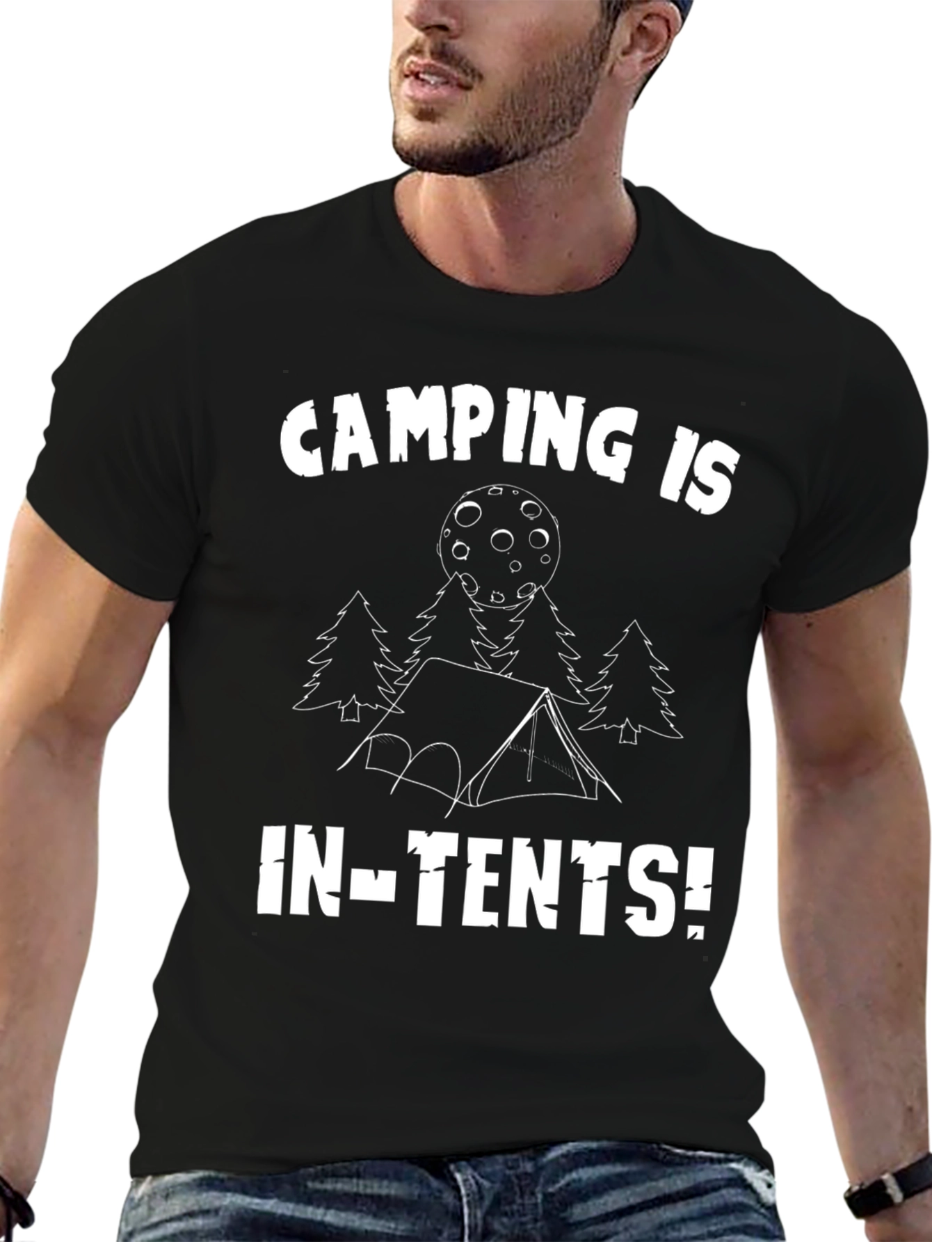 Black Camping is In-Tents! Black Graphic T-Shirt view 6