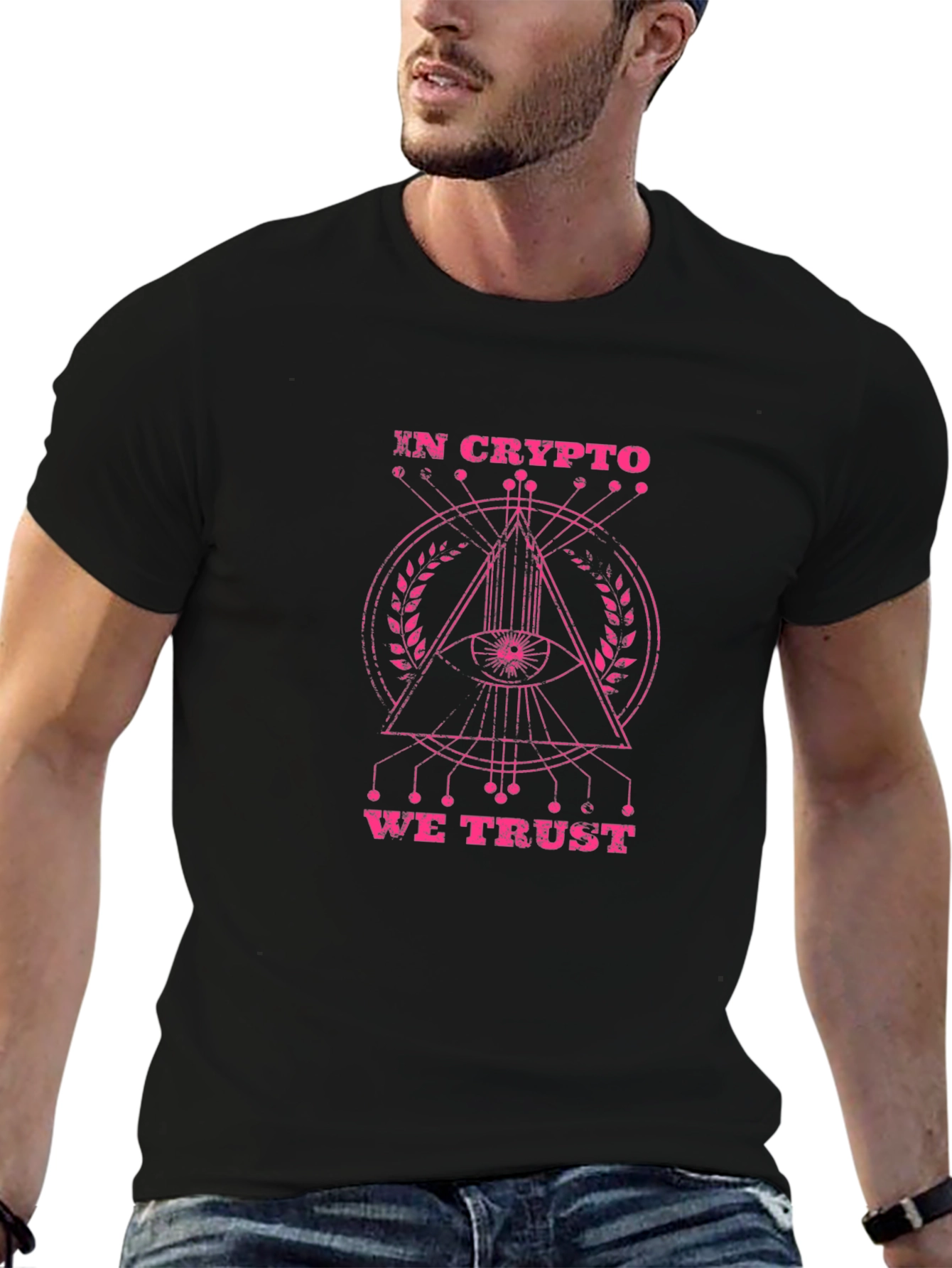 Black In Crypto We Trust T-Shirt - All Seeing Eye Design view 6