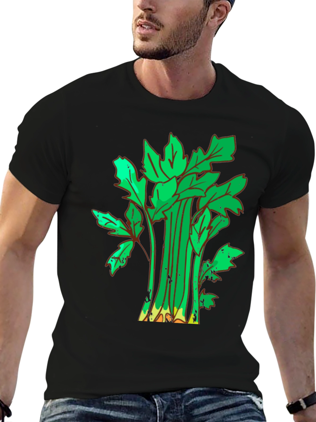 Black Celery Graphic Tee - Fun Food Shirt view 6