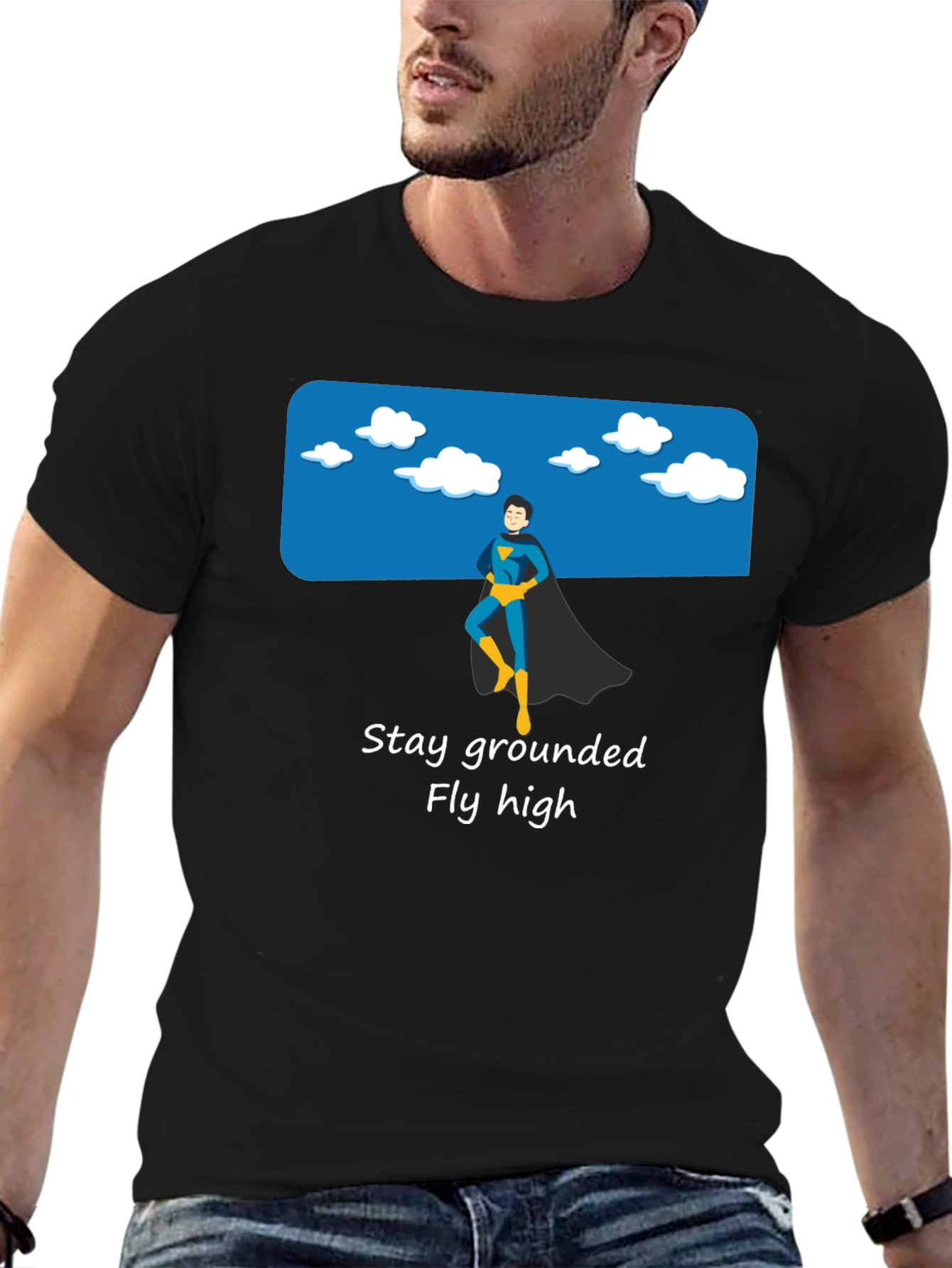 Black Stay Grounded Graphic Tee - Superhero Style view 6