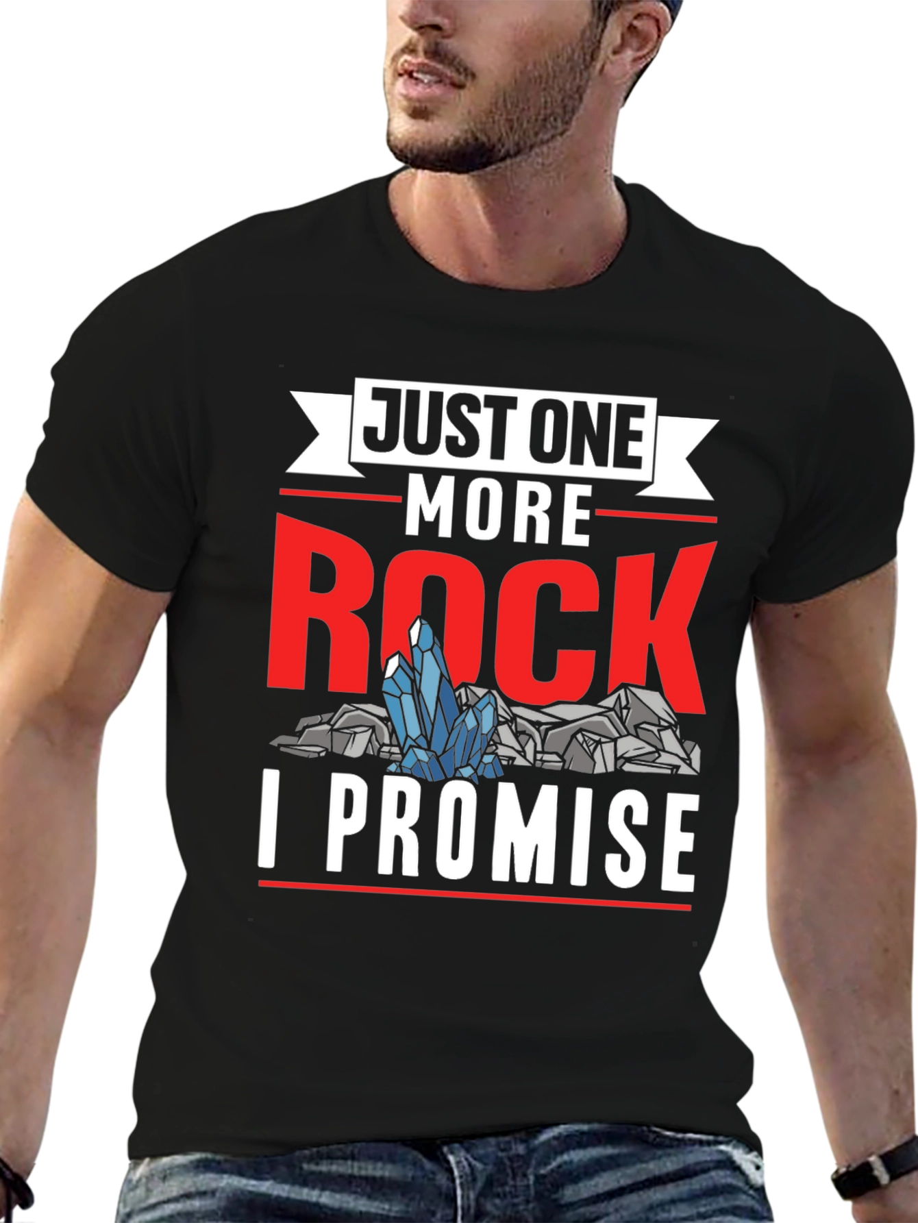 Black Just One More Rock T-Shirt - Geology Humor view 6