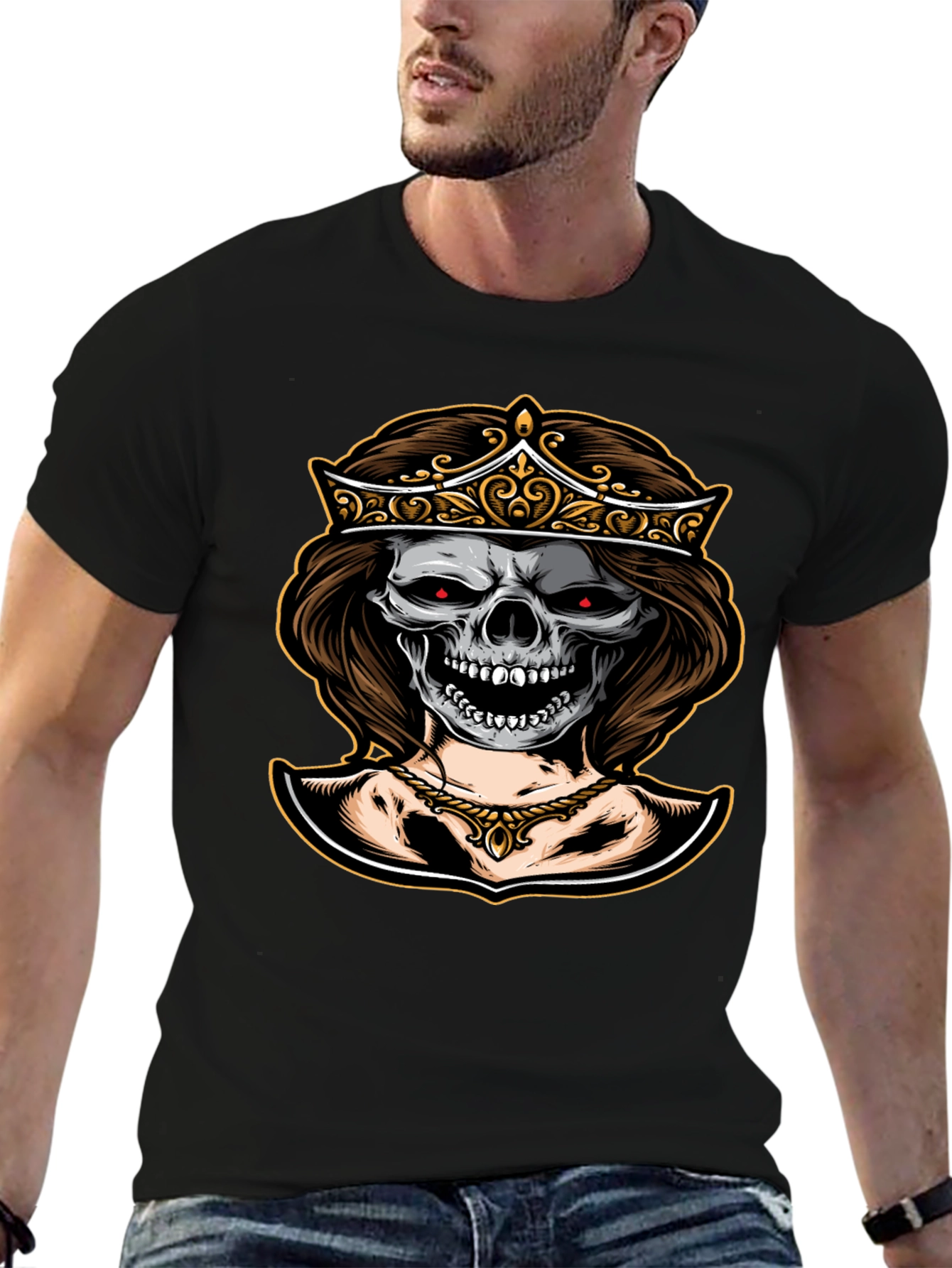 Black Skull Queen Graphic Tee - Dark Humor Fashion view 6