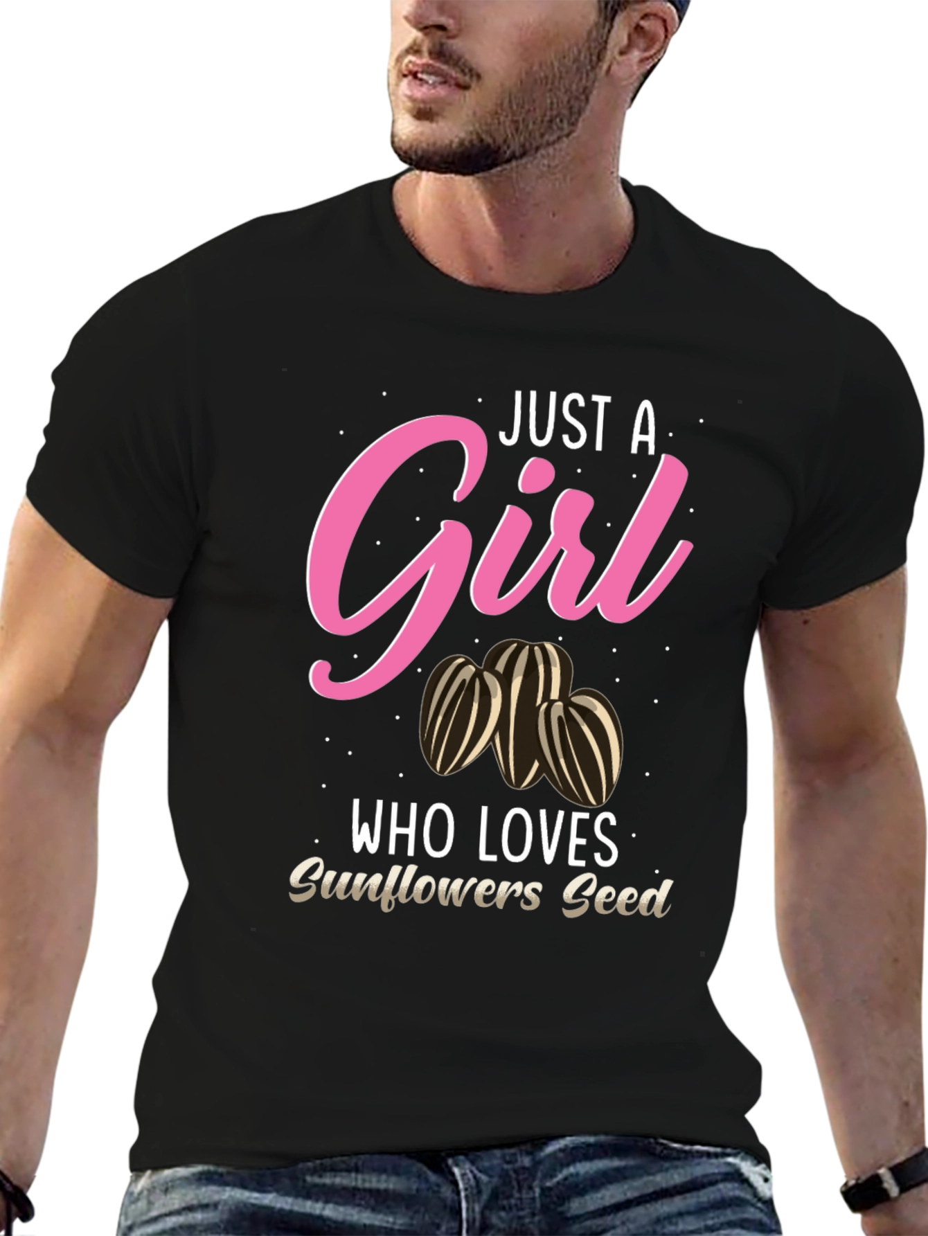 Black Just A Girl Who Loves Sunflower Seeds T-Shirt view 6