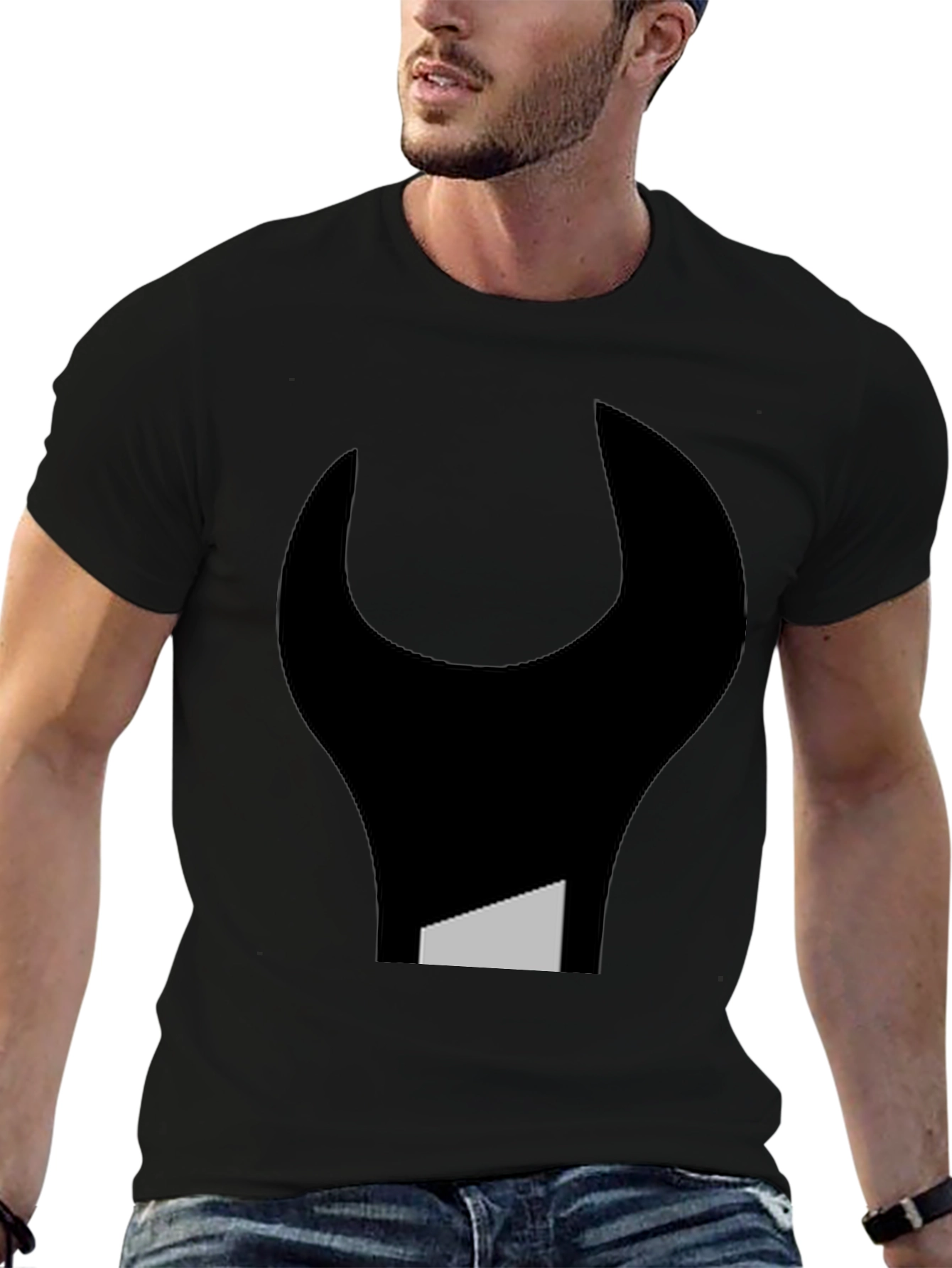 Black Abstract Wrench Graphic Tee - Black Unisex T-Shirt view 6