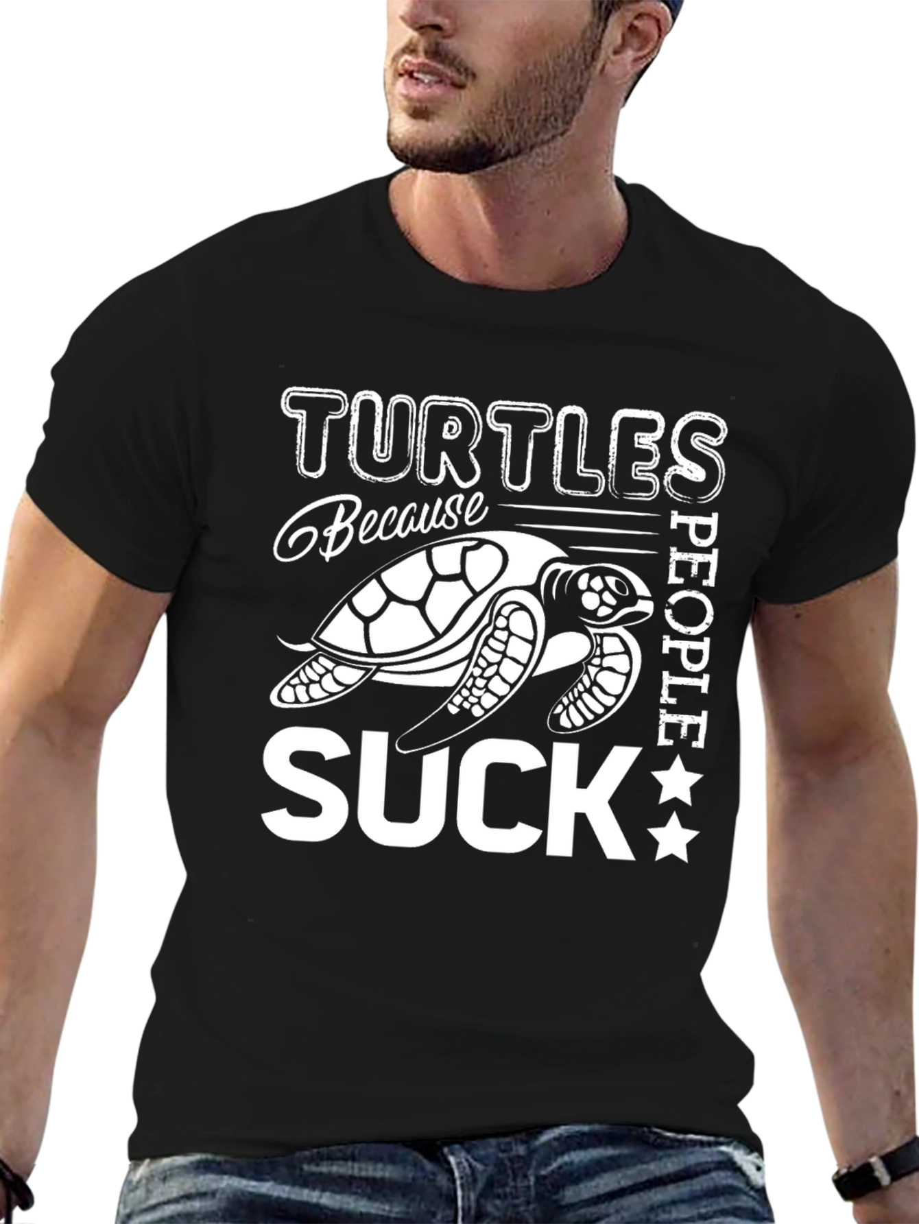 Black Turtles Because People Suck Graphic T-Shirt view 6