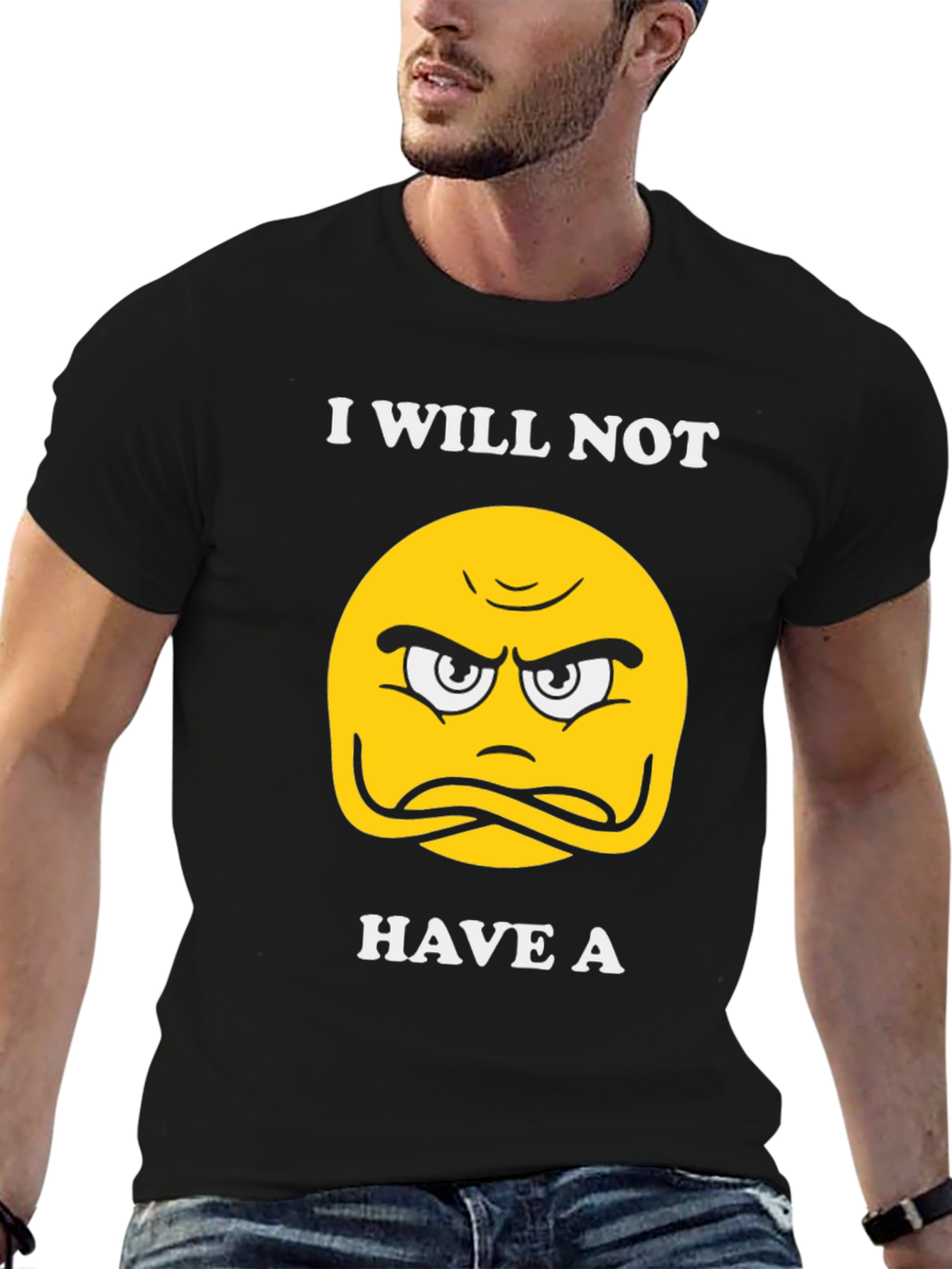 Black Grumpy Emoji T-Shirt view 6