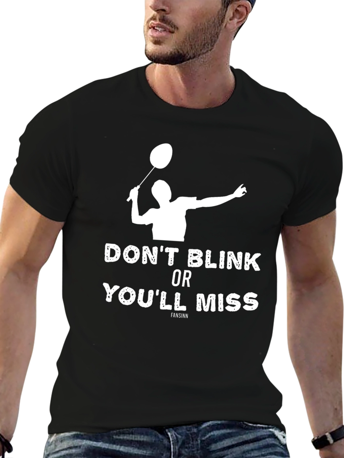 Black Don't Blink Badminton T-Shirt view 6