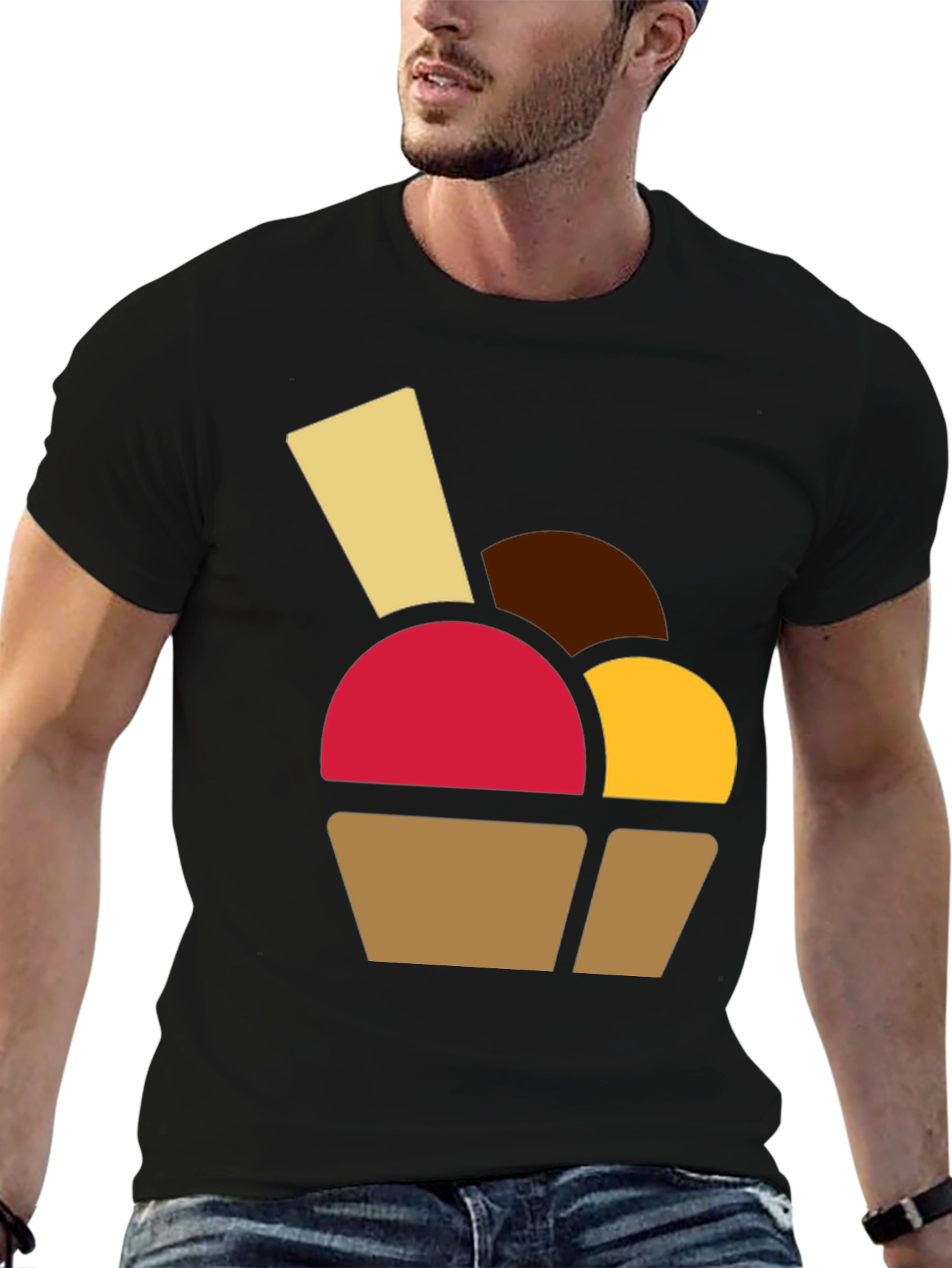 Black Fun Dessert Graphic Tee - Casual Black T-Shirt view 6