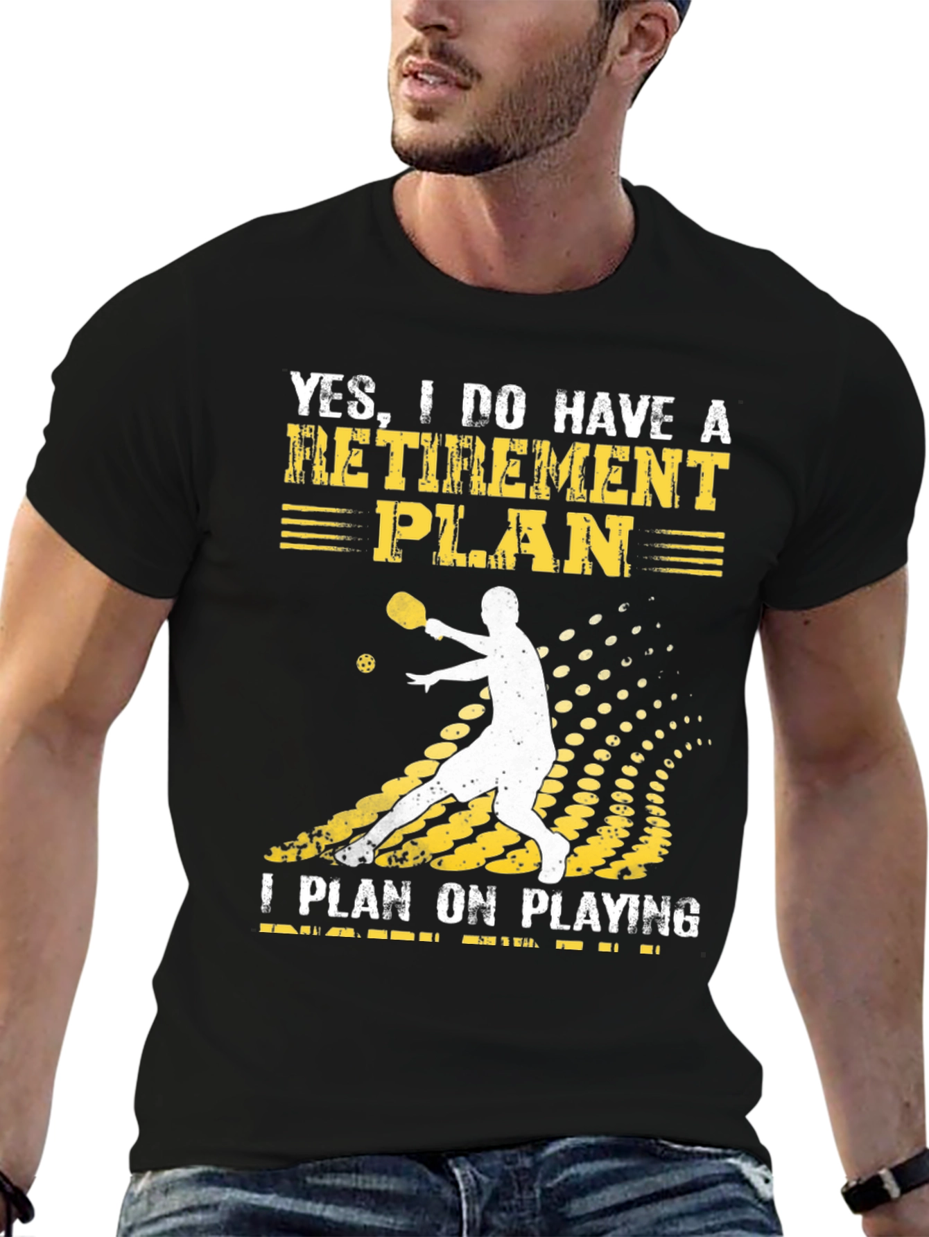 Black Pickleball Retirement Plan T-Shirt view 6