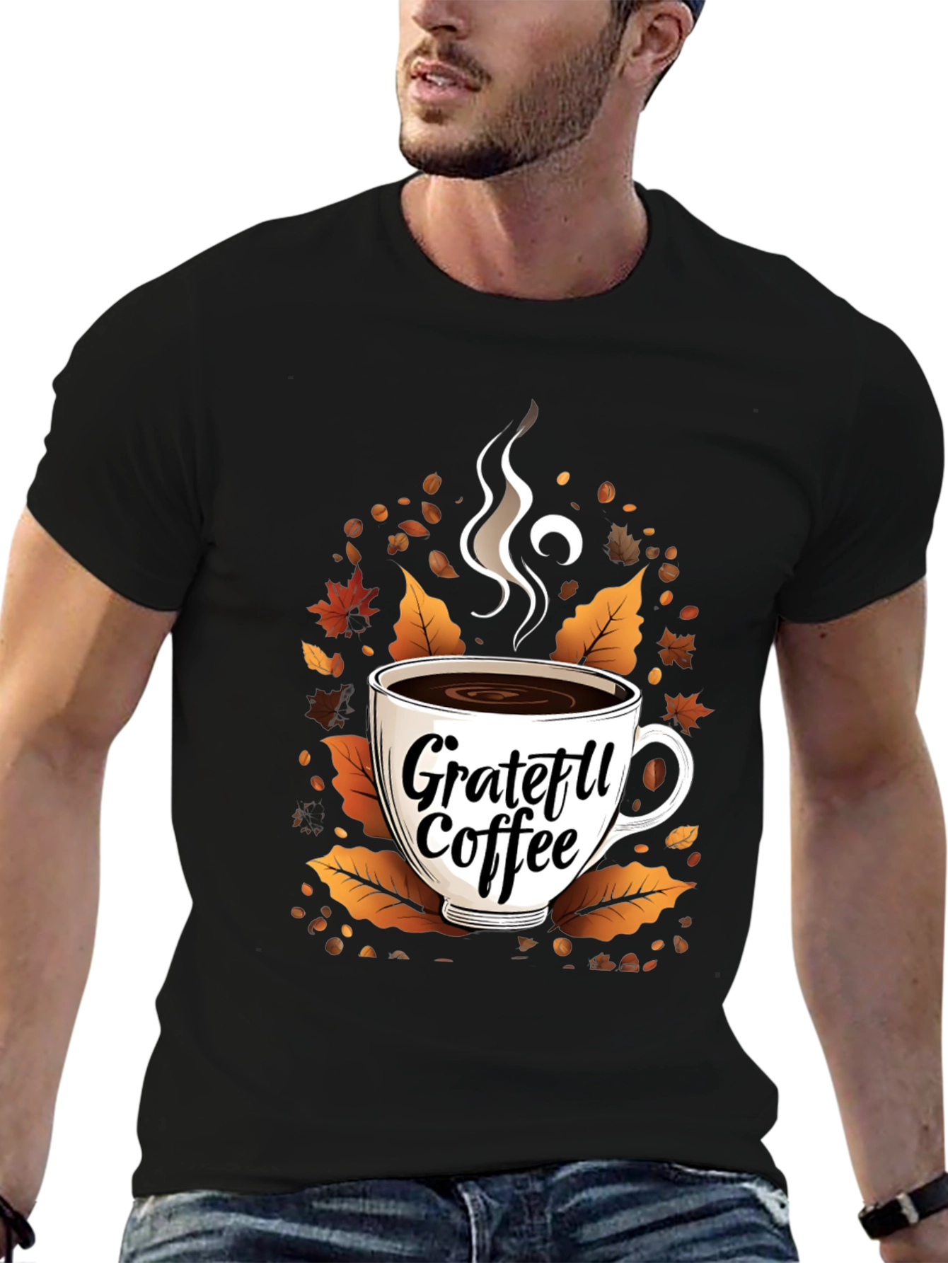 Black Grateful Coffee T-Shirt view 6