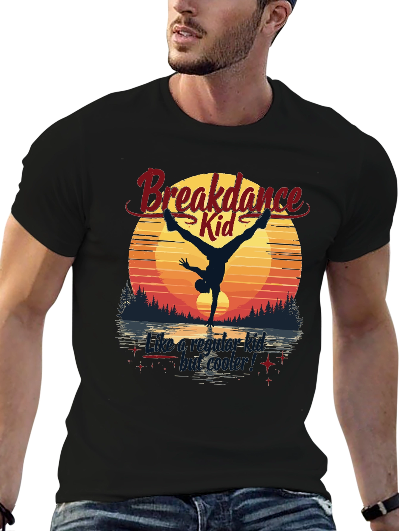 Black Breakdance Kid Graphic T-Shirt view 6