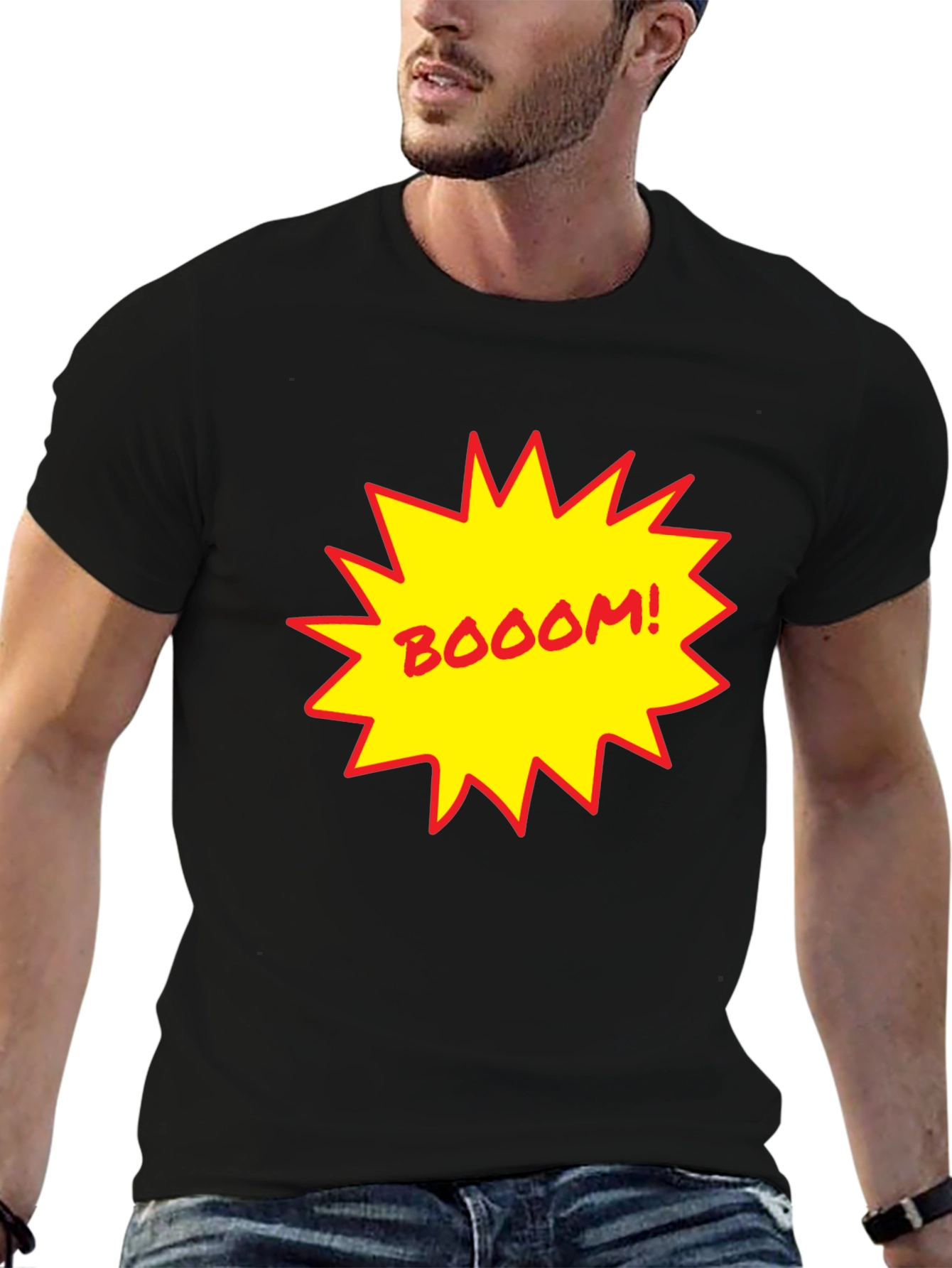 Black BOOOM! Graphic Print Black T-Shirt view 6