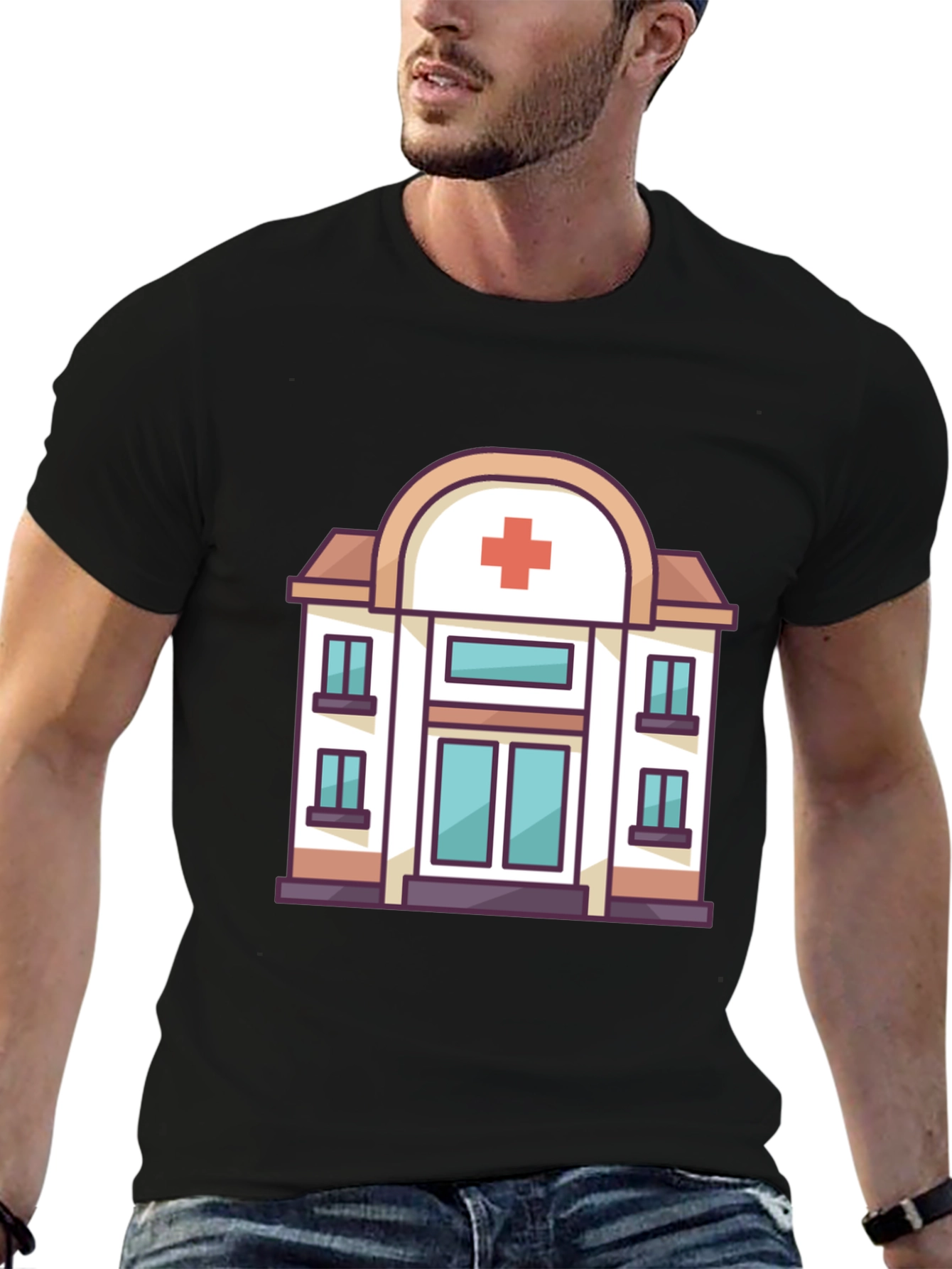 Hospital Graphic Tee - Black Cotton T-Shirt - 6