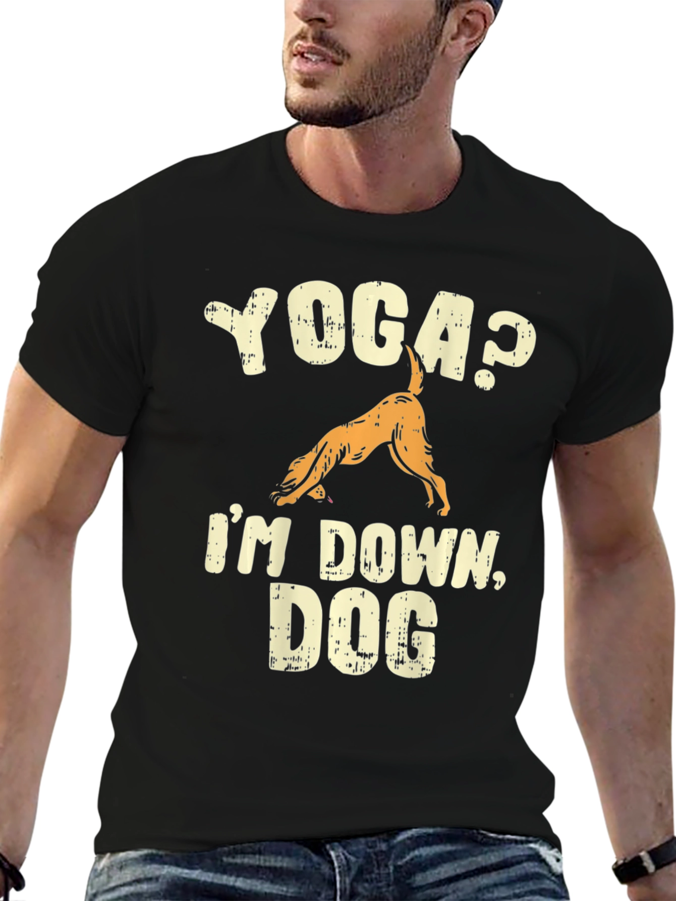Black Yoga Dog T-Shirt - Downward Dog Pose Funny Tee view 6