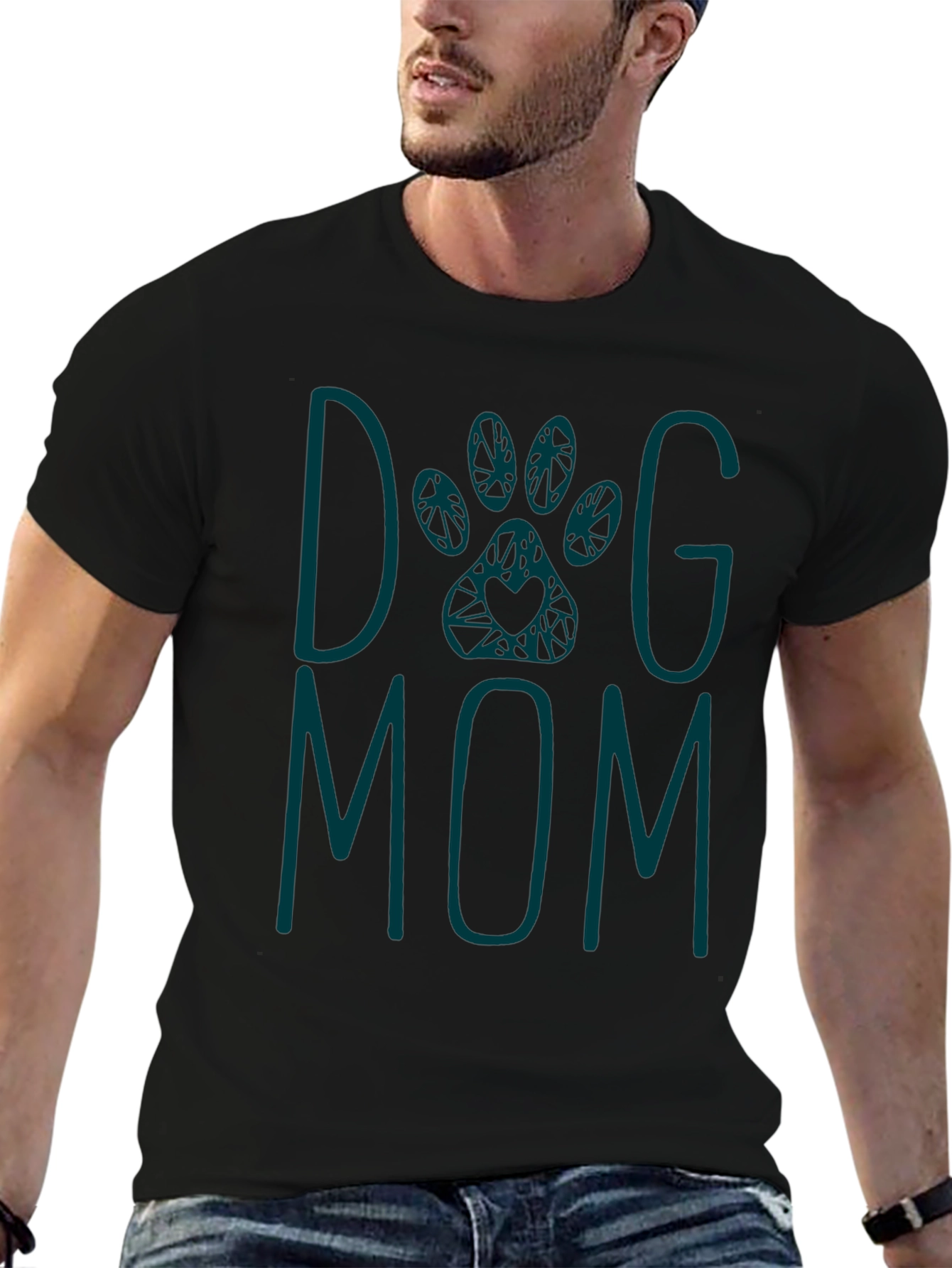Black Dog Mom Graphic Tee - Teal Print view 6