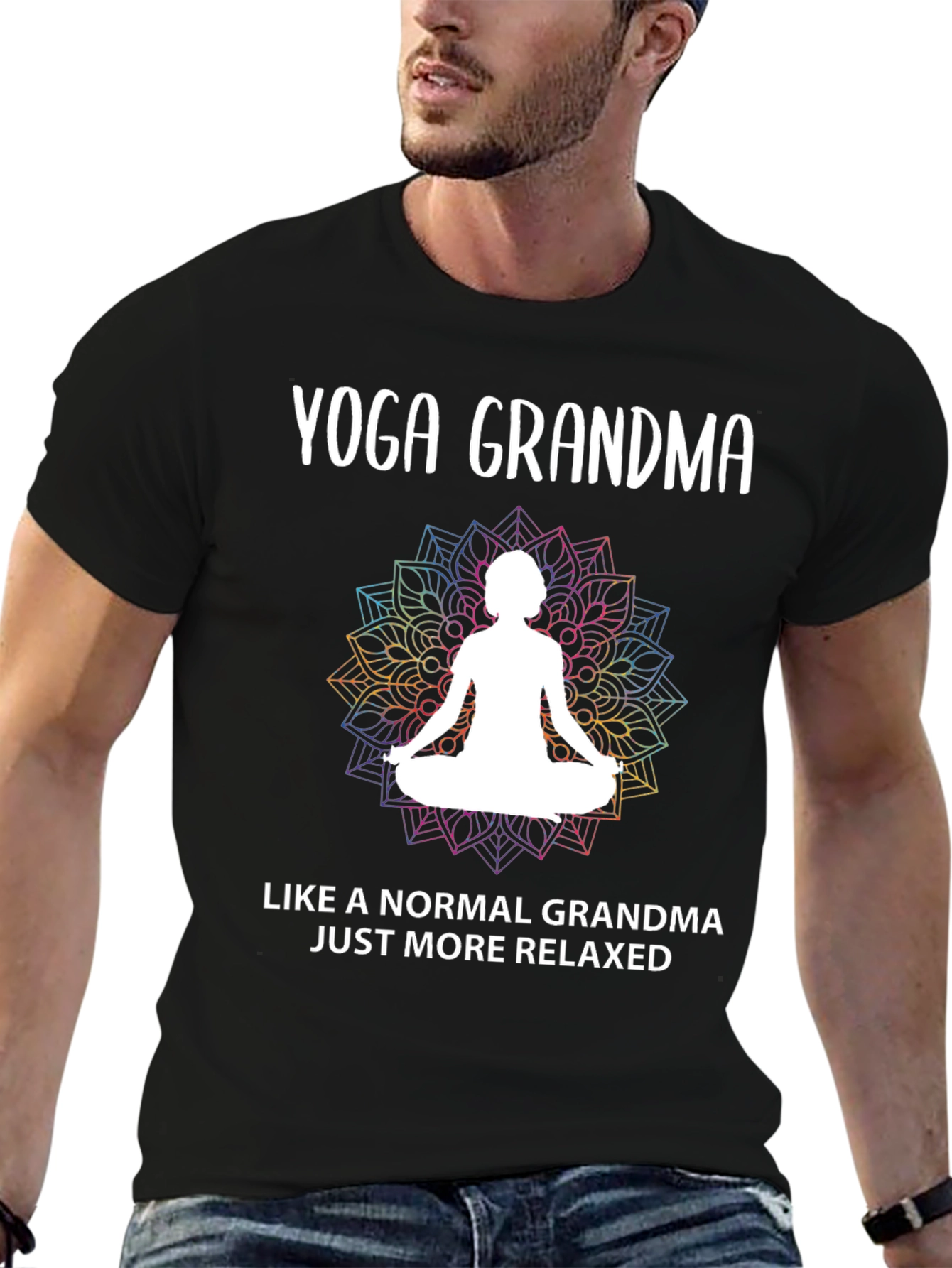 Black Yoga Grandma T-Shirt - Relaxed & Fun view 6