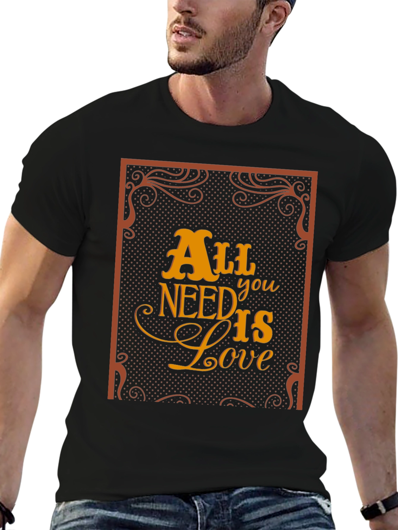 Black All You Need Is Love Graphic Tee view 6