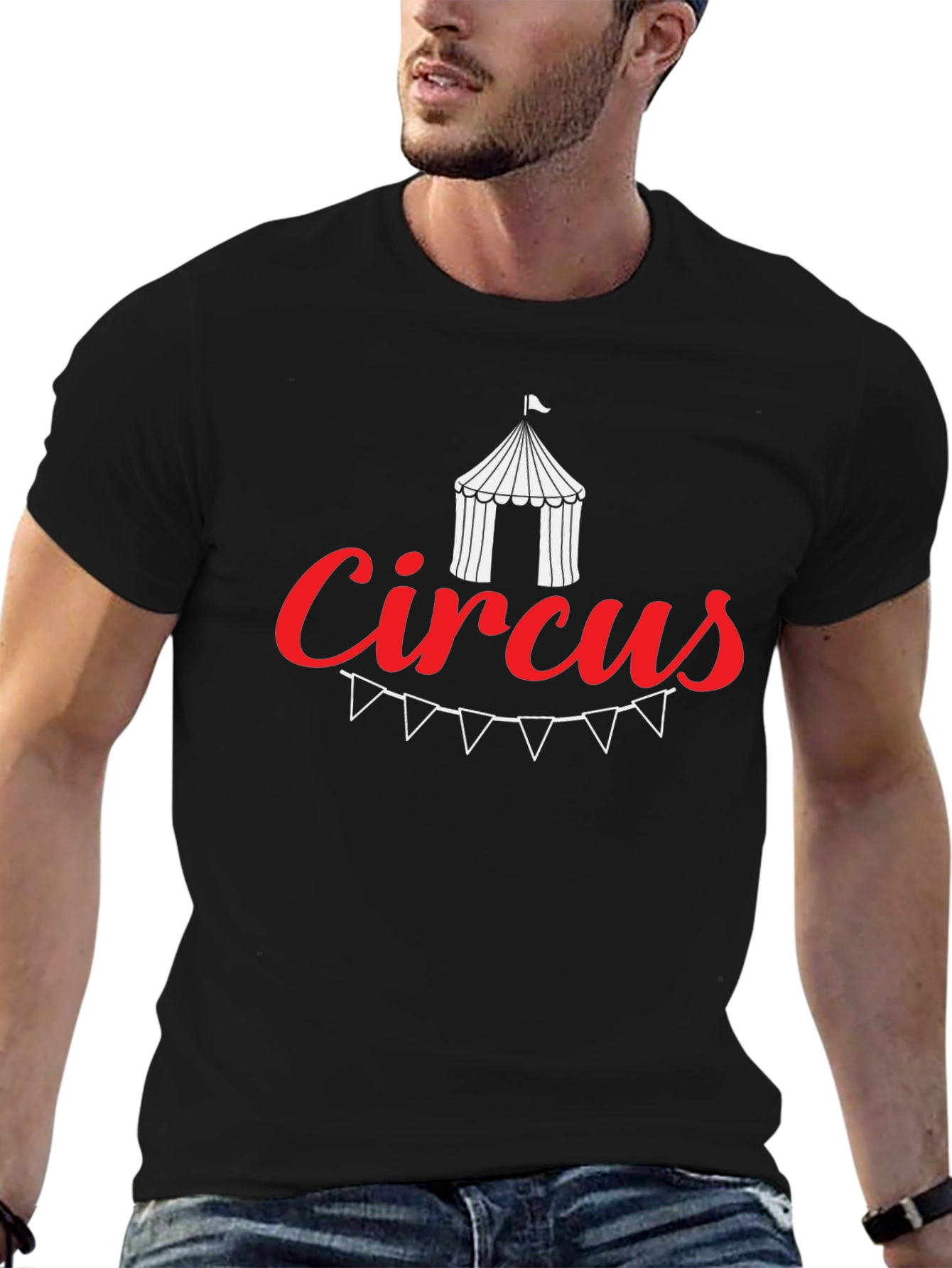 Black Circus Theme Graphic Tee - Soft Cotton Blend view 6