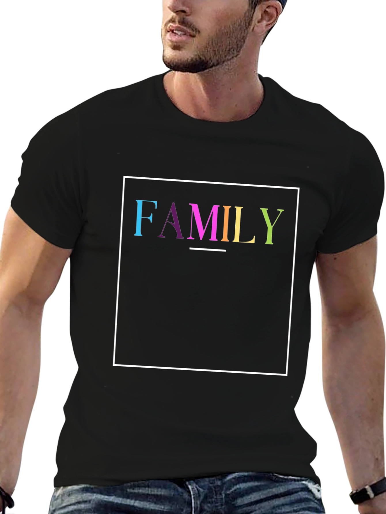 Black Family Graphic Tee - Black Cotton Blend Shirt view 6