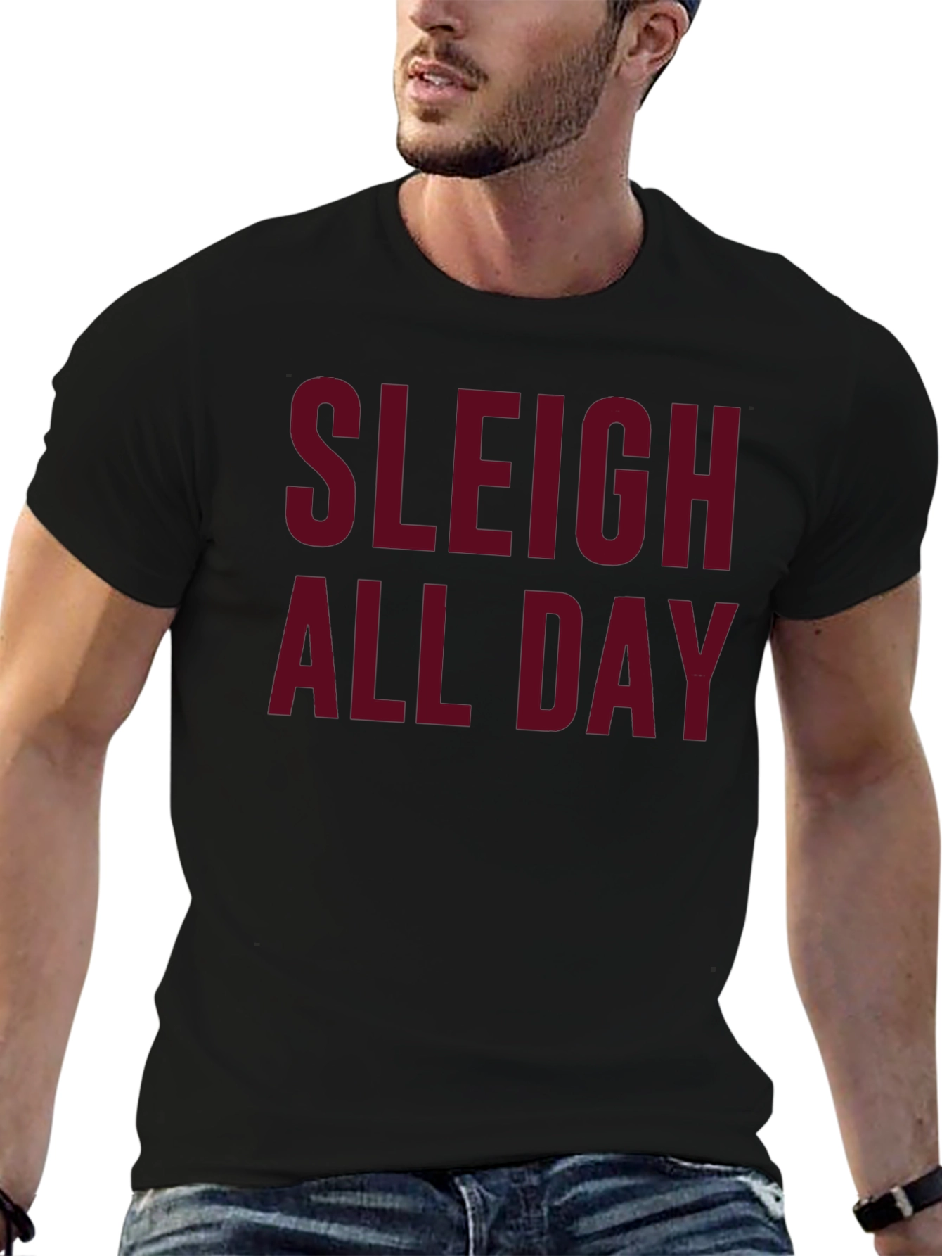 Black Sleigh All Day Christmas Graphic Tee view 6