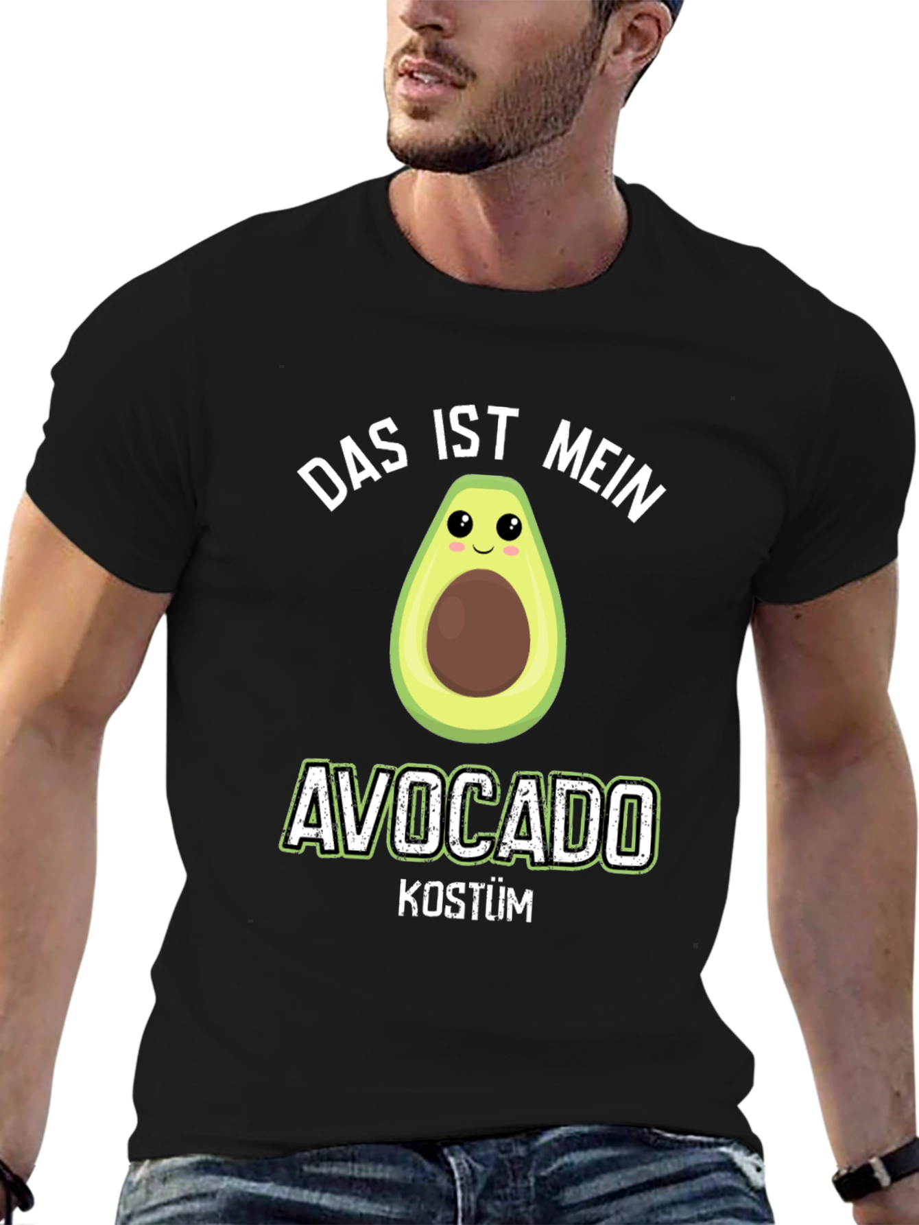 Black Funny Avocado Costume T-Shirt - "Das Ist Mein" Design view 6