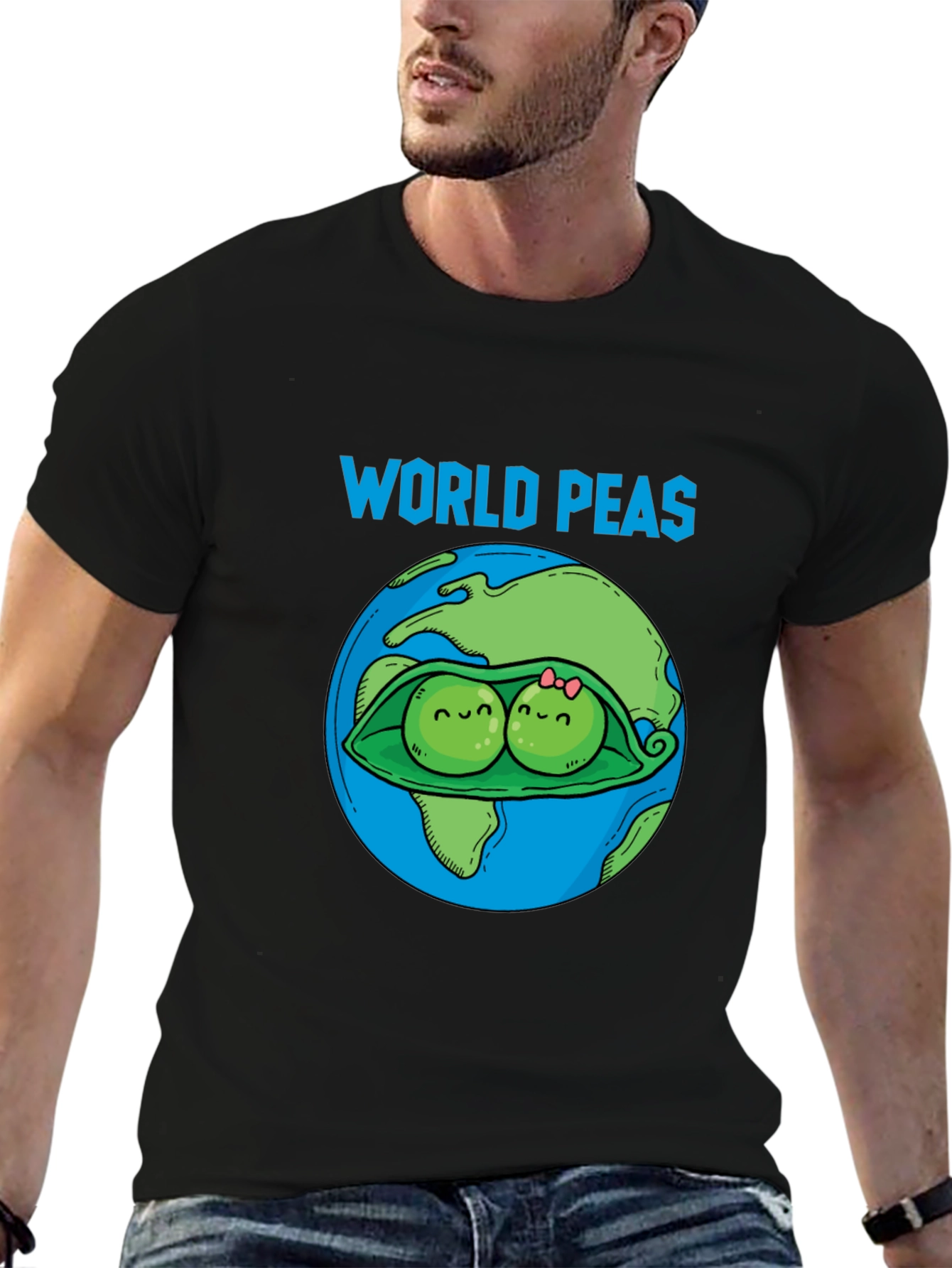 Black World Peas Graphic T-Shirt - Funny Earth Day Tee view 6