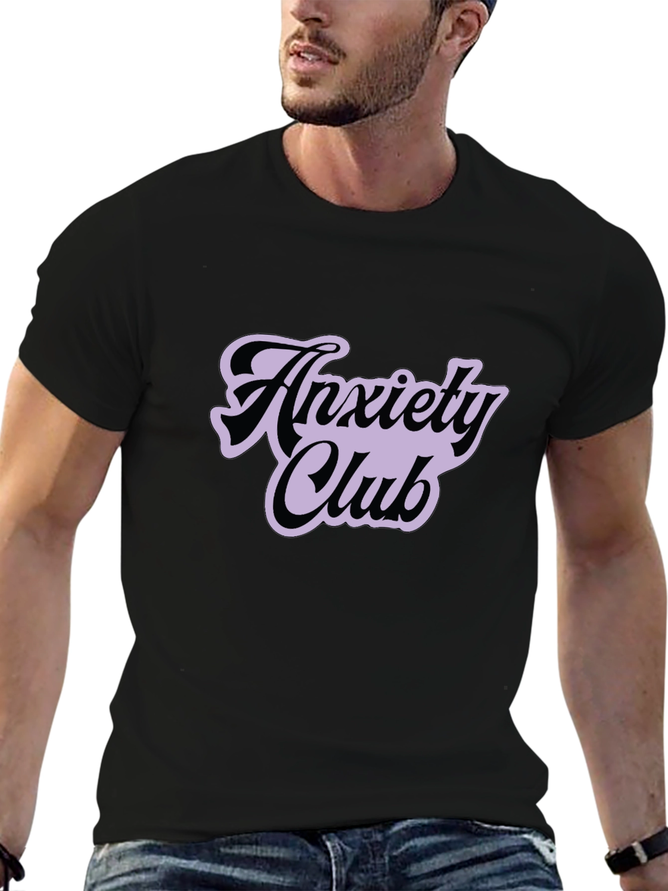 Black Anxiety Club Graphic Tee - Black Casual T-Shirt view 6
