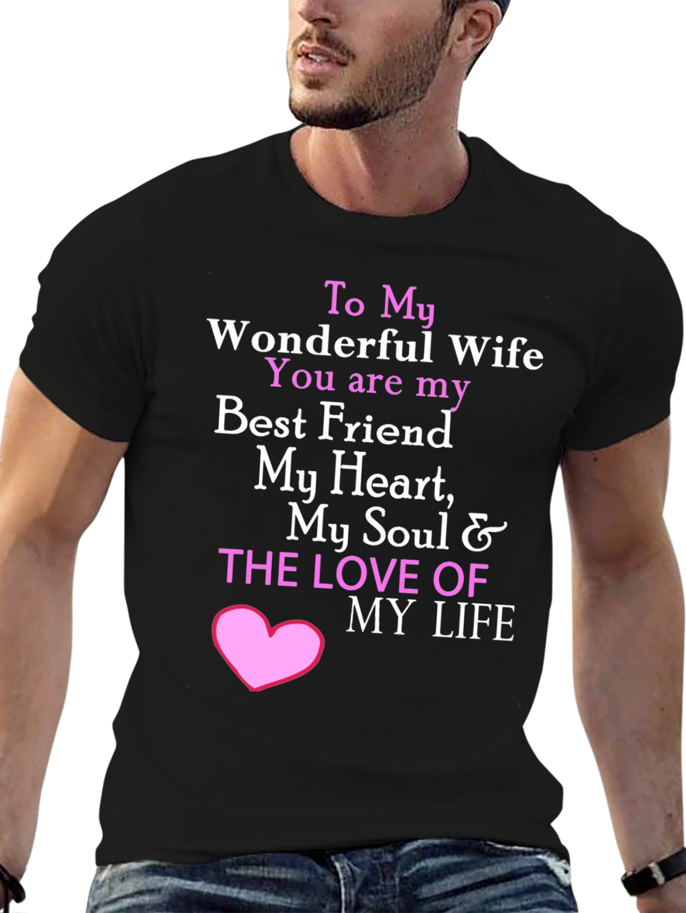 Black Wonderful Wife T-Shirt - I Love My Wife view 6