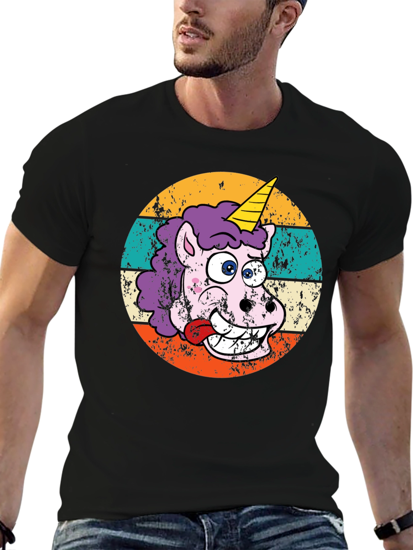 Black Funny Unicorn T-Shirt view 6
