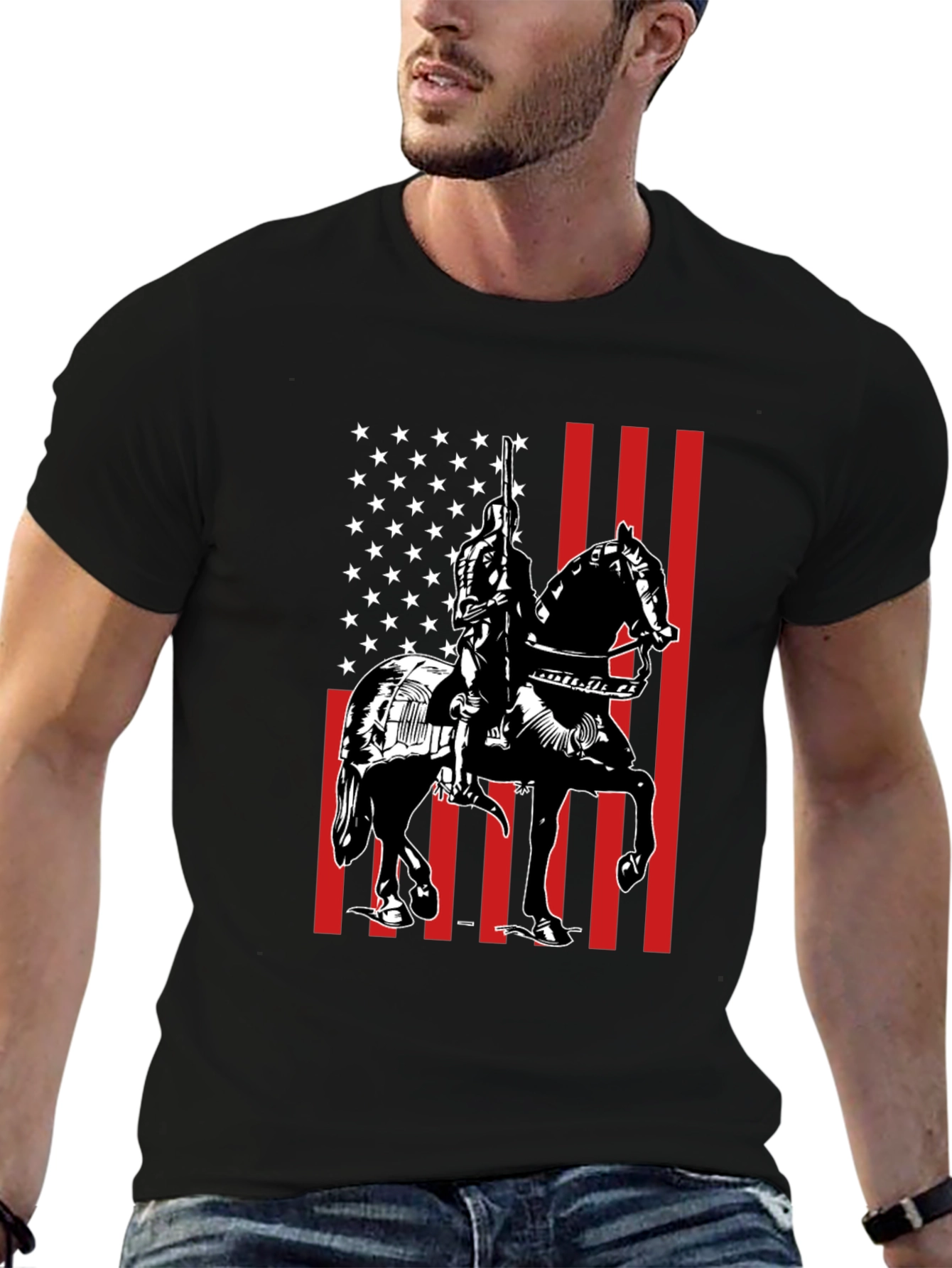 Black American Knight T-Shirt view 6