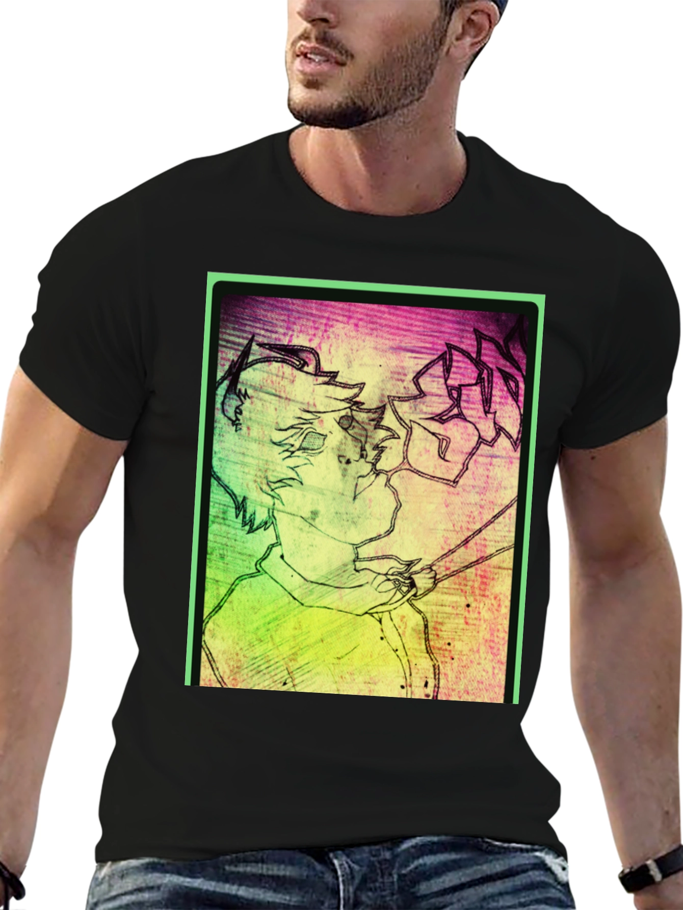 Black Abstract Graphic Print Black T-Shirt view 6