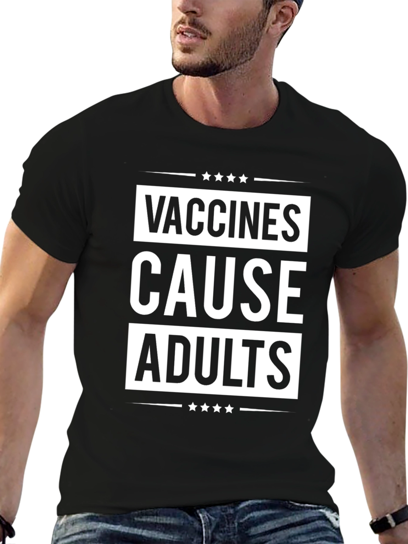Black Vaccines Cause Adults Graphic T-Shirt view 6