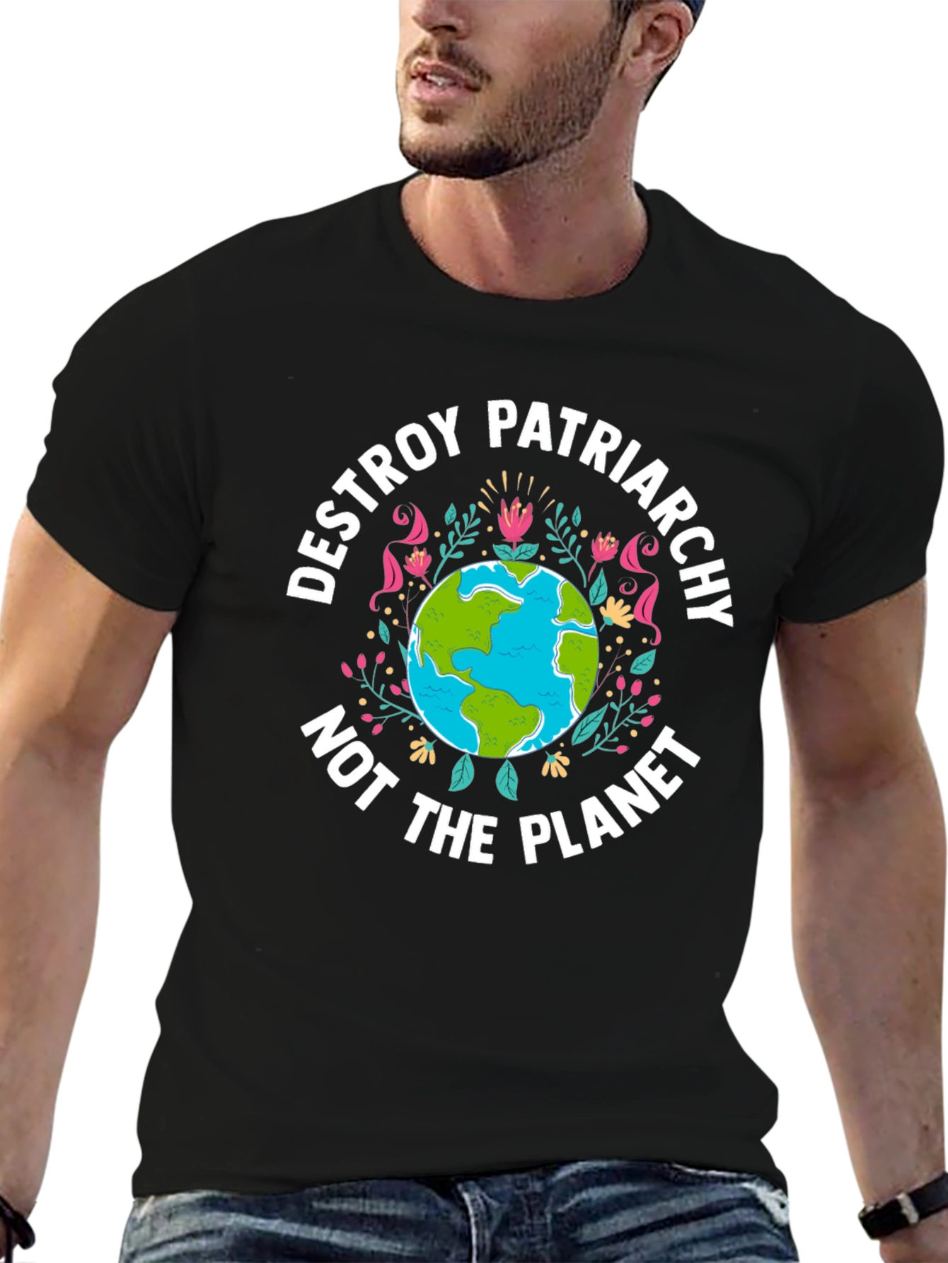 Black Destroy Patriarchy Graphic T-Shirt view 6