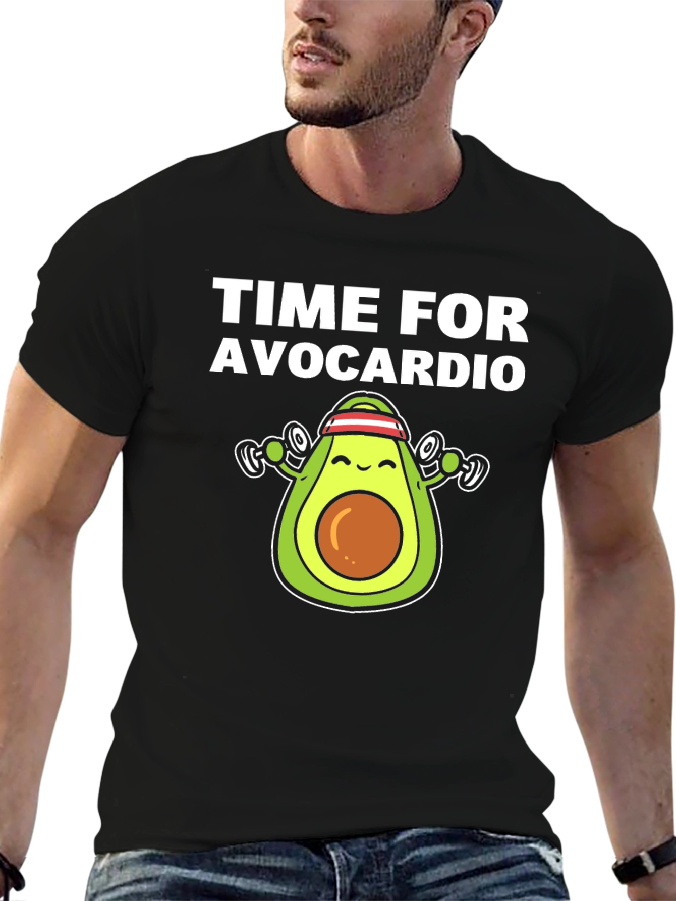 Black Time For Avocardio Funny Workout T-Shirt view 6