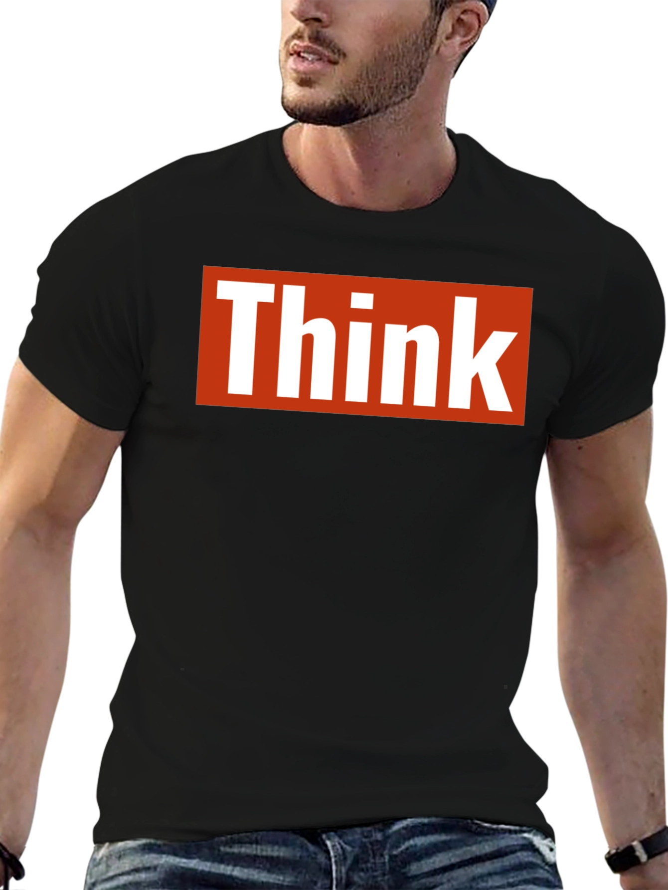 Black Think T-Shirt - Bold Graphic Tee view 6