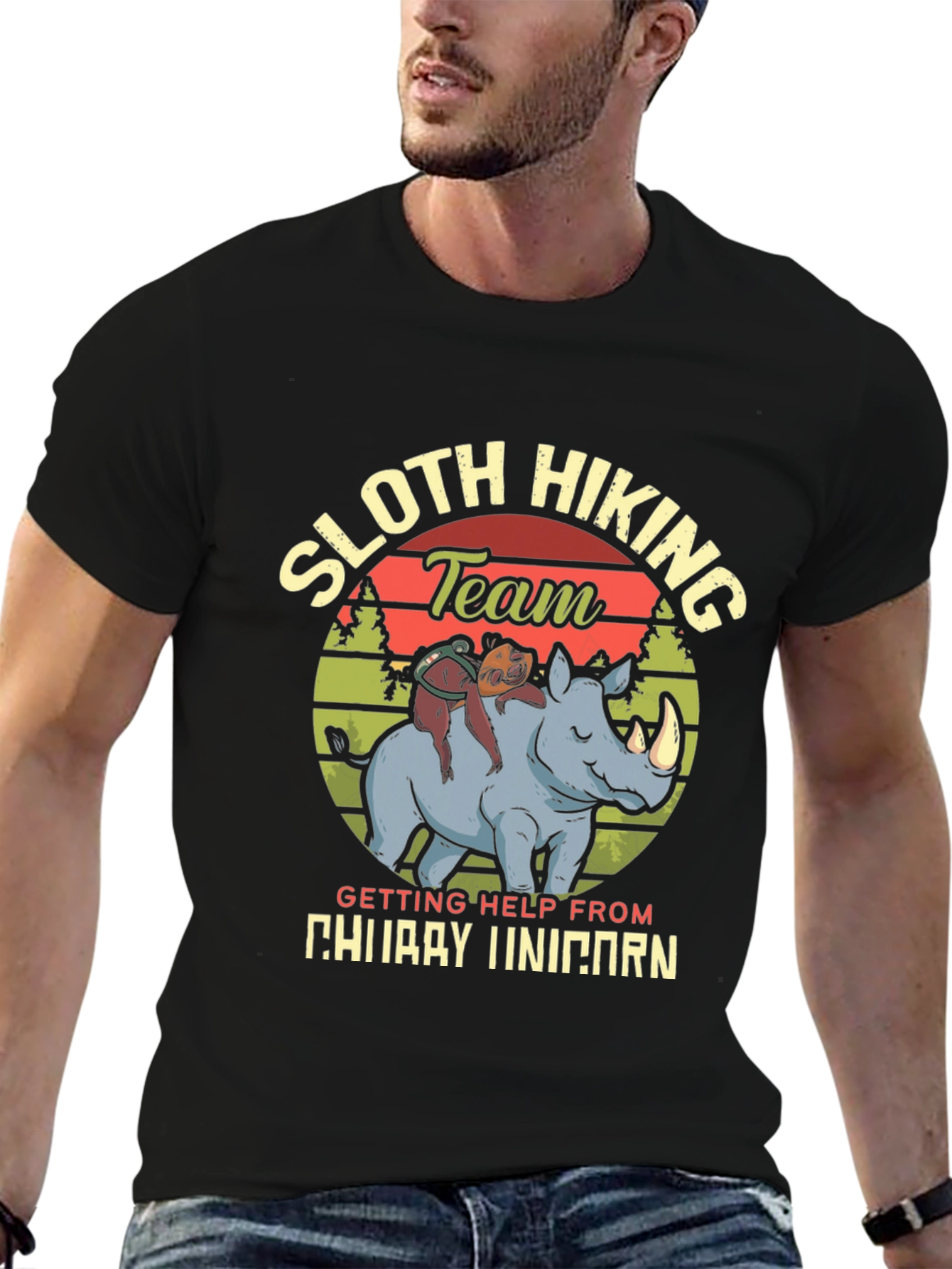 Black Sloth Hiking Team 'Chubby Unicorn' T-Shirt view 6