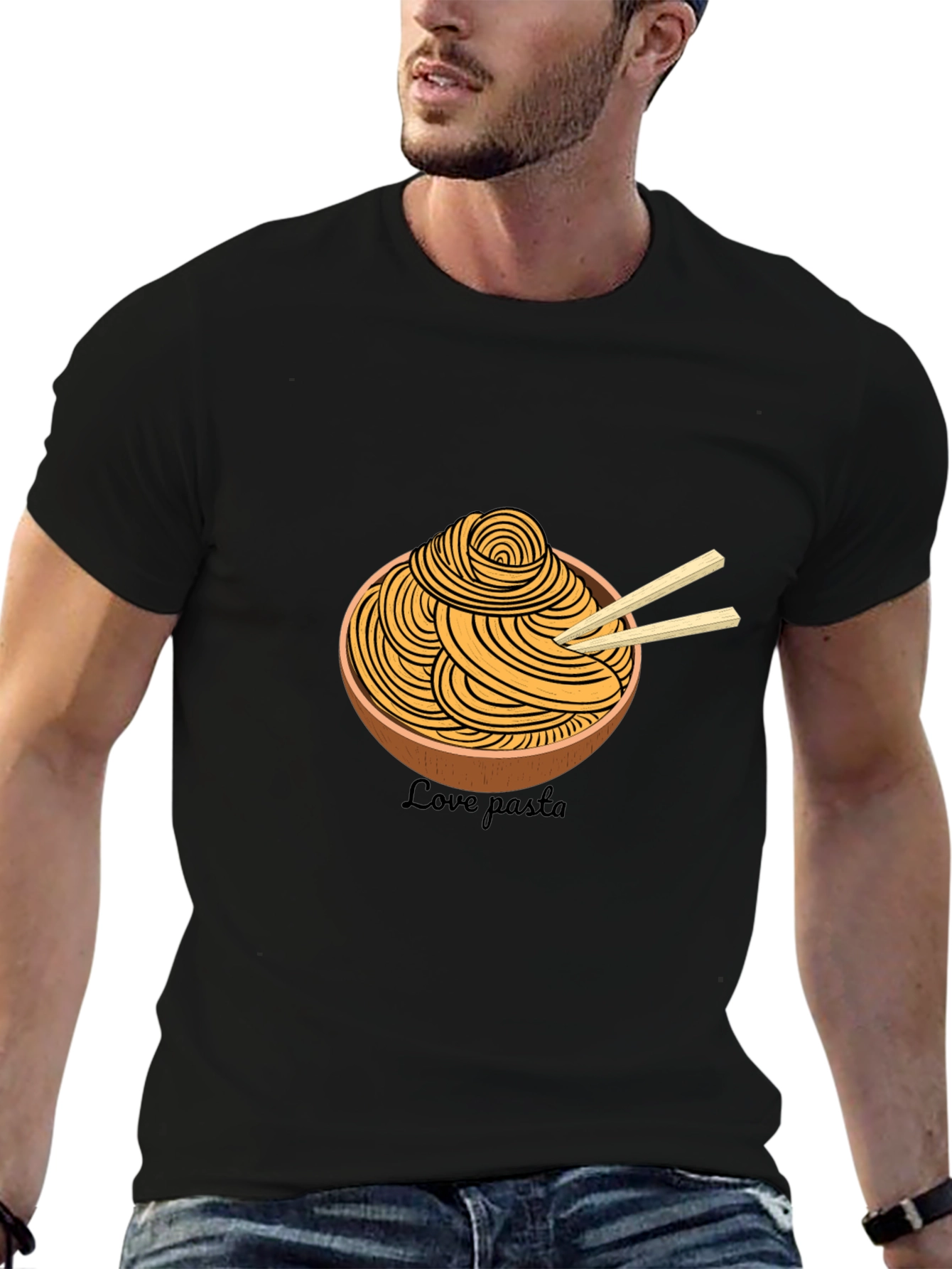 Black Pasta Lover T-Shirt - Unique Graphic Tee view 6