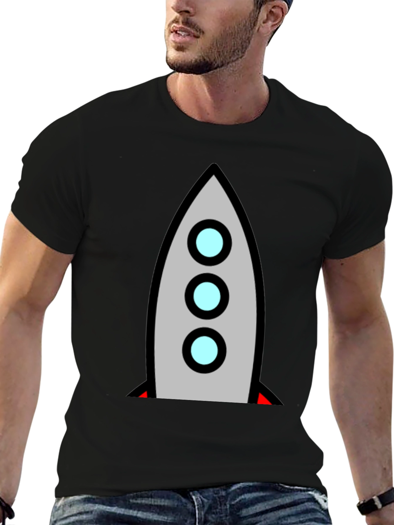 Black Rocket Graphic Tee - Retro Space Adventure view 6