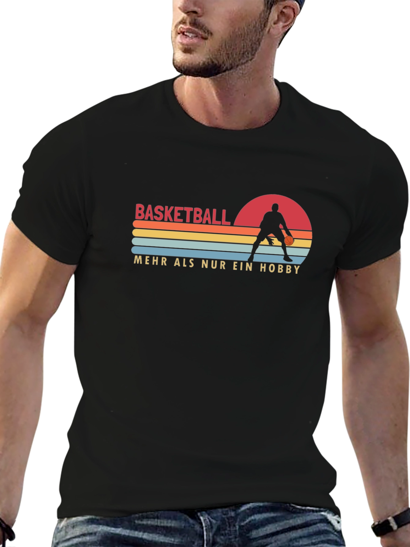 Black Basketball Hobby T-Shirt Graphic Design view 6