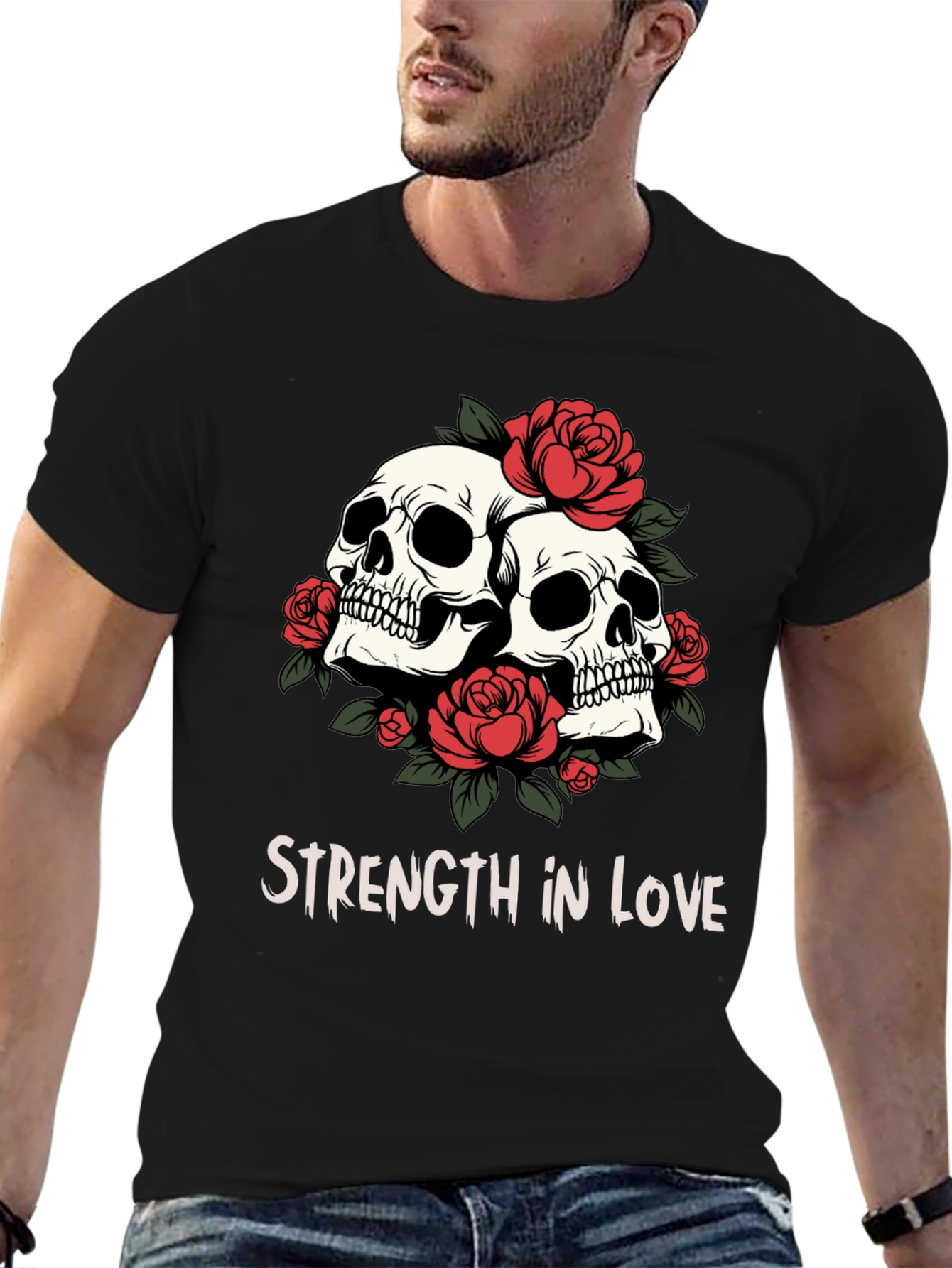 Skull & Roses Graphic Tee - Strength in Love - 6