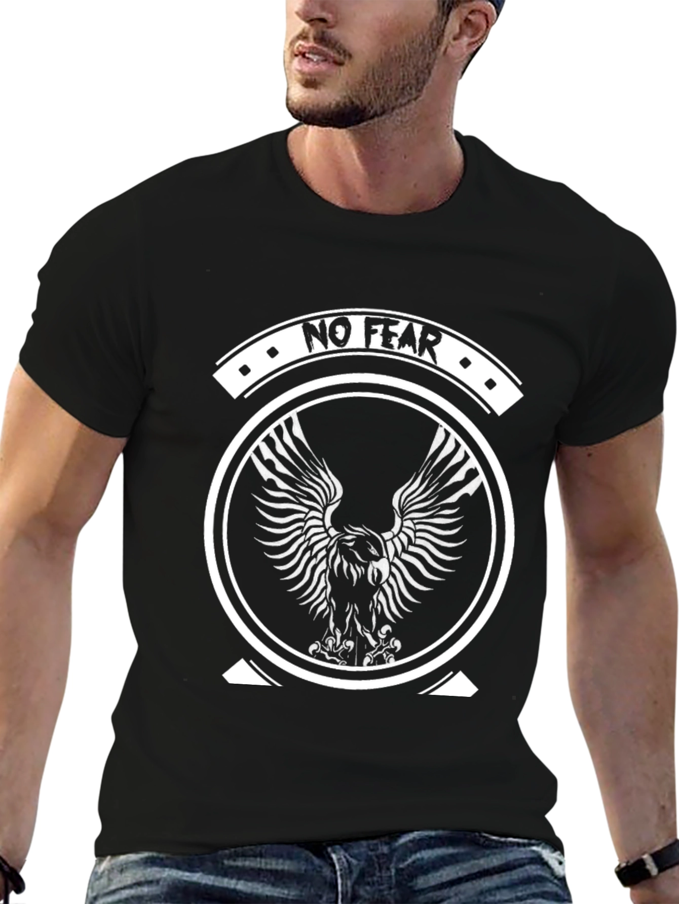 Black No Fear Eagle Graphic Black T-Shirt view 6