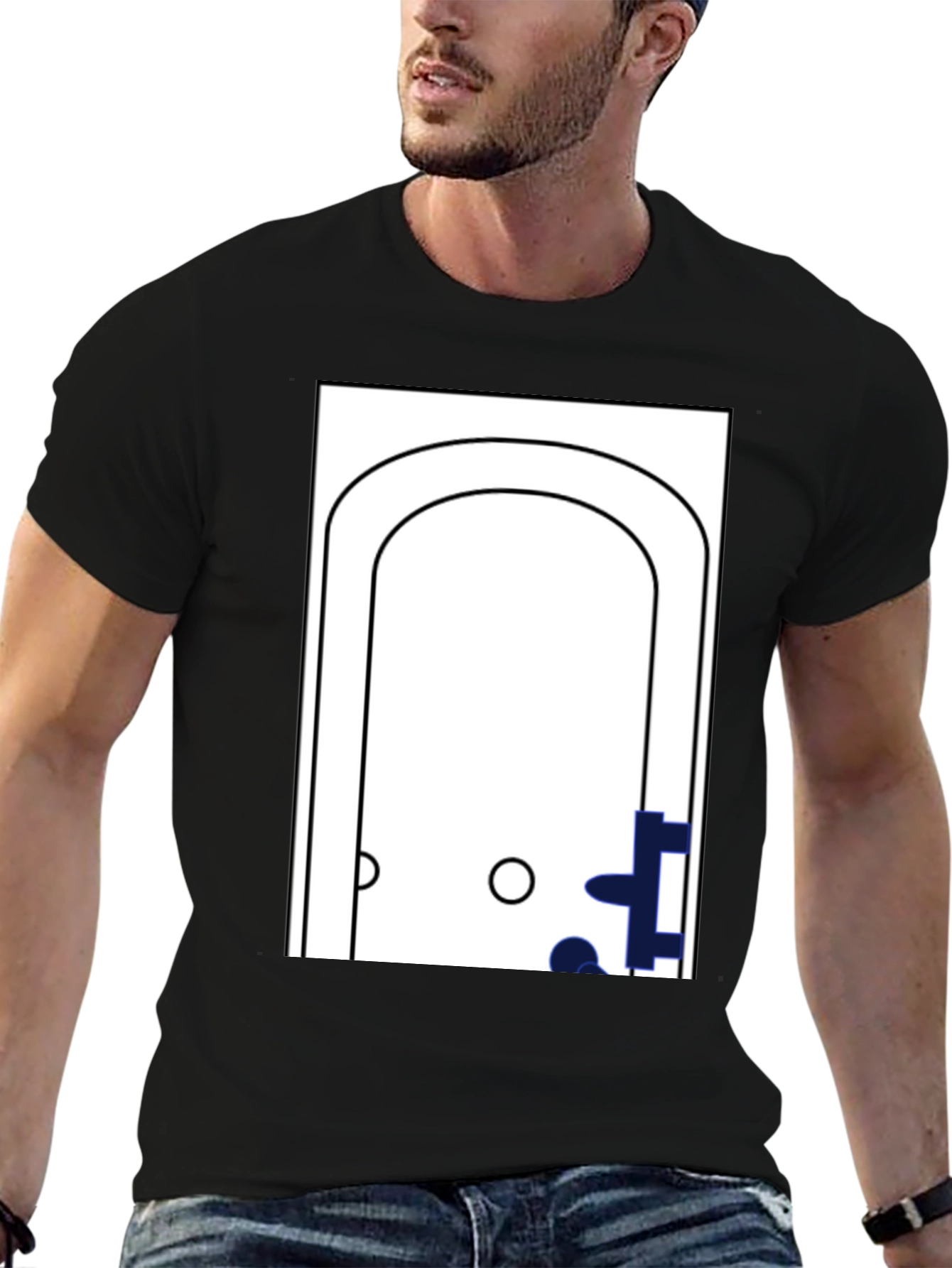 Black Minimalist Bathtub Graphic T-Shirt view 6