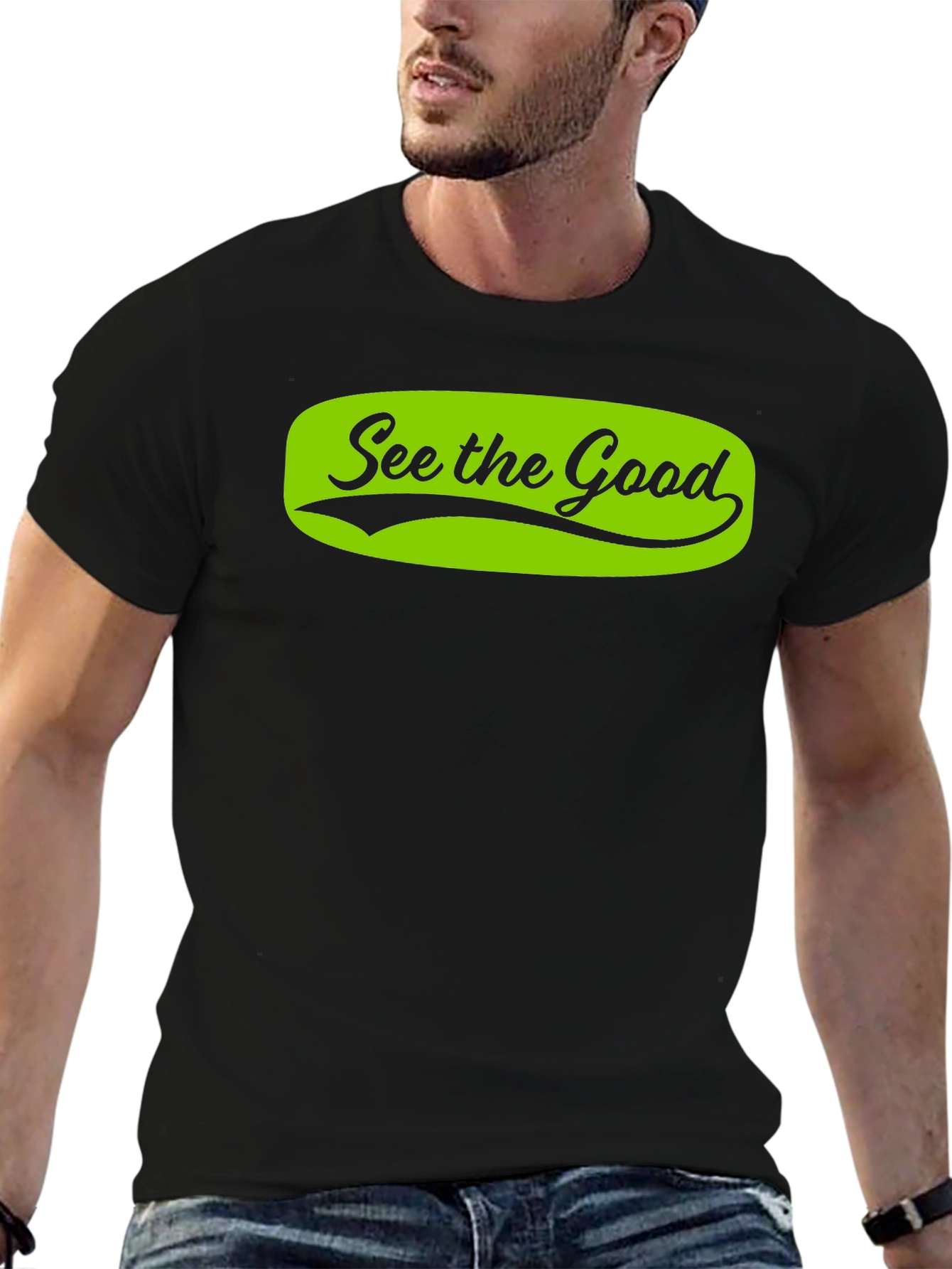 Black See the Good Black T-Shirt view 6