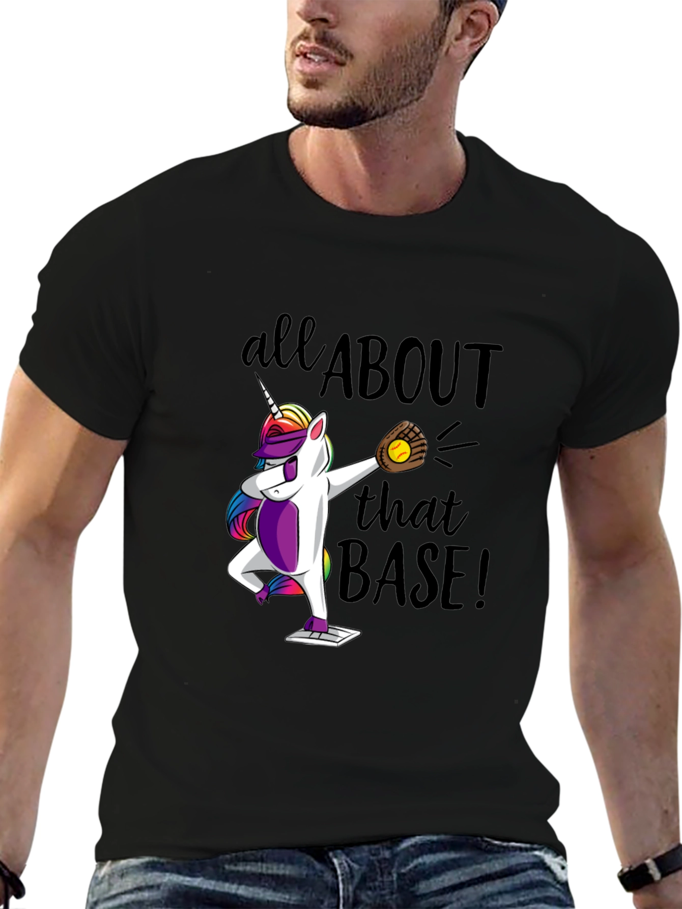Black Unicorn Baseball Dab T-Shirt: All About That Base! view 6