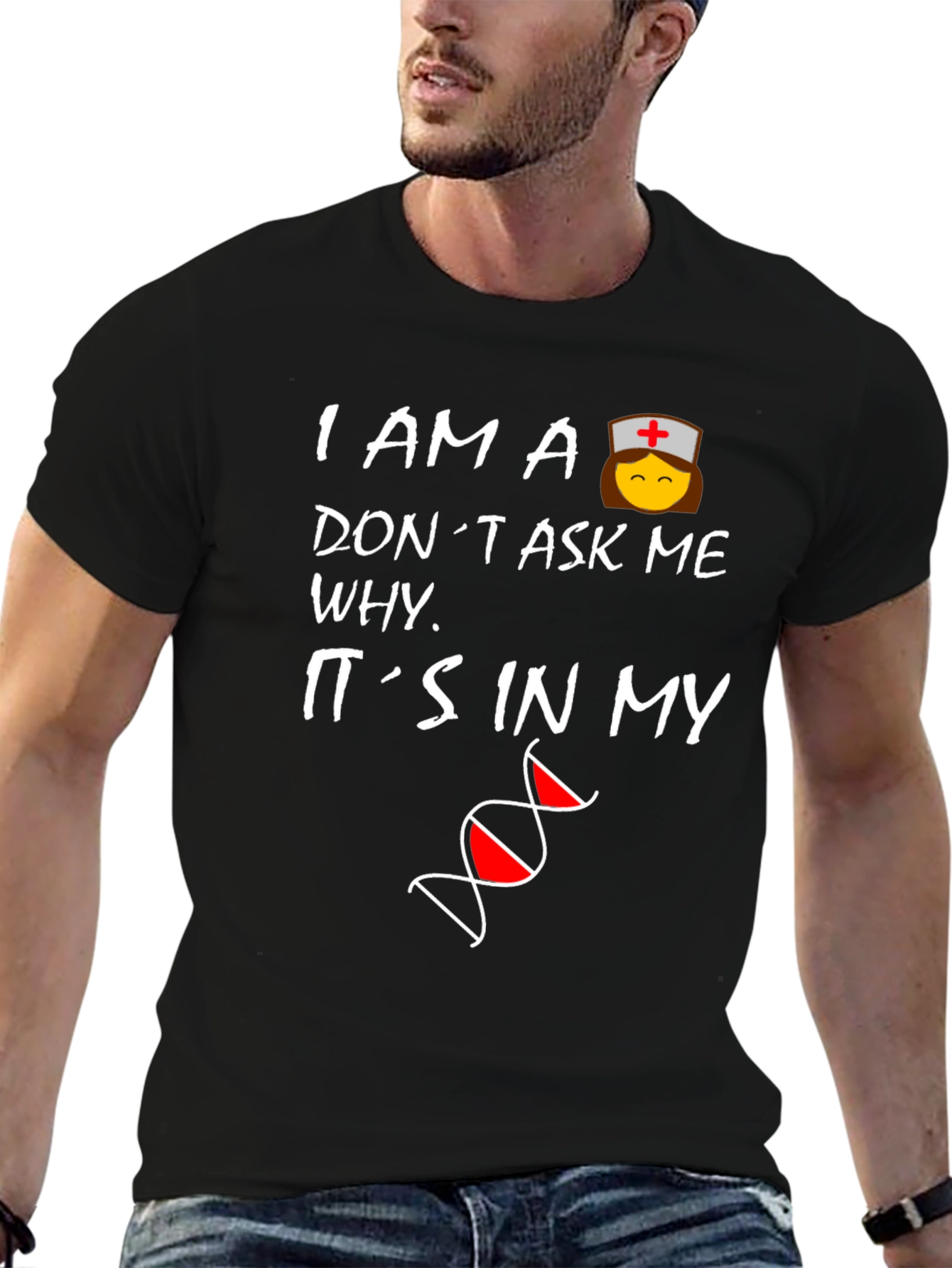 Black Nurse DNA T-Shirt - I Am A Nurse Don't Ask Me Why view 6
