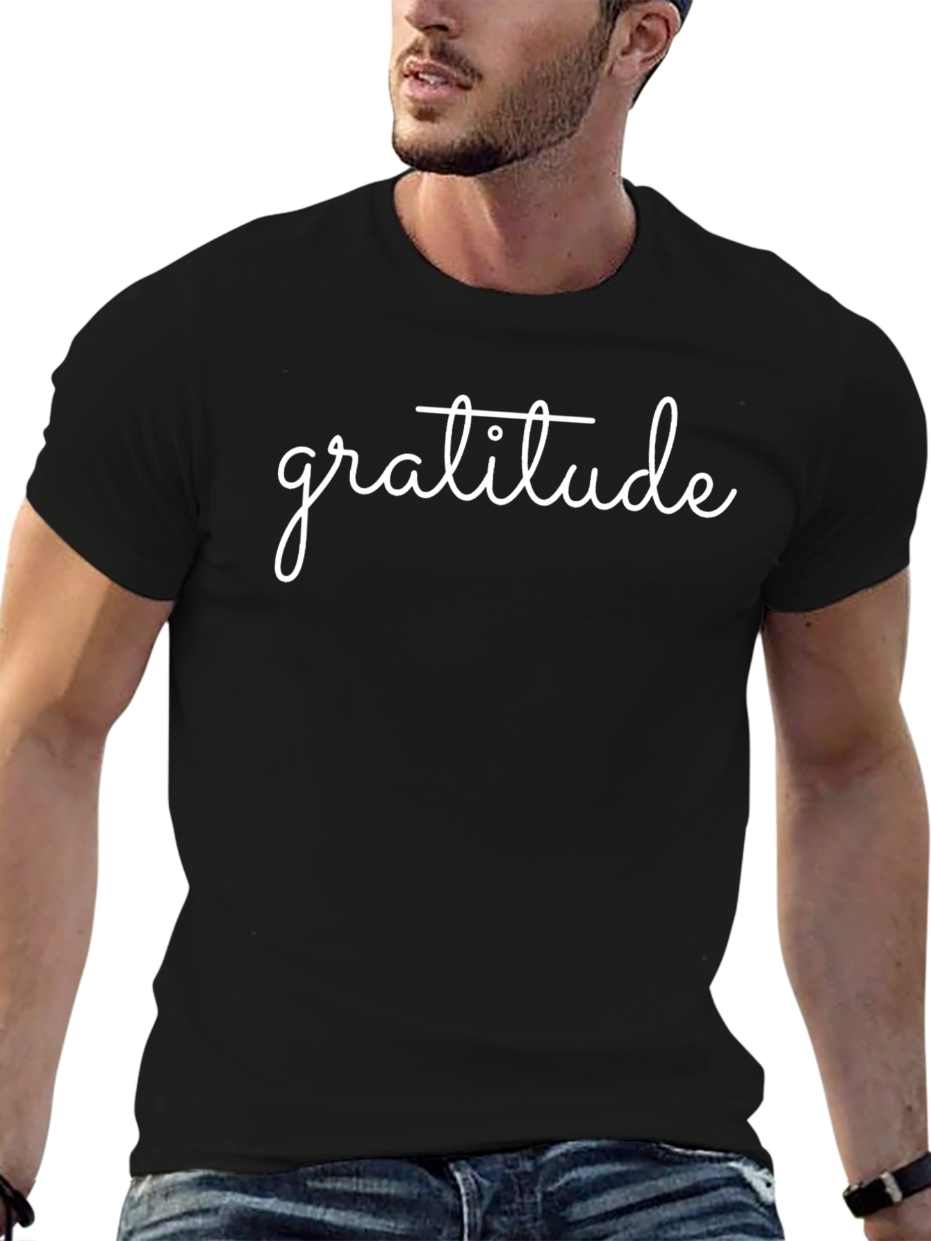 Black Gratitude Tee - Stylish and Comfortable Black T-Shirt view 6