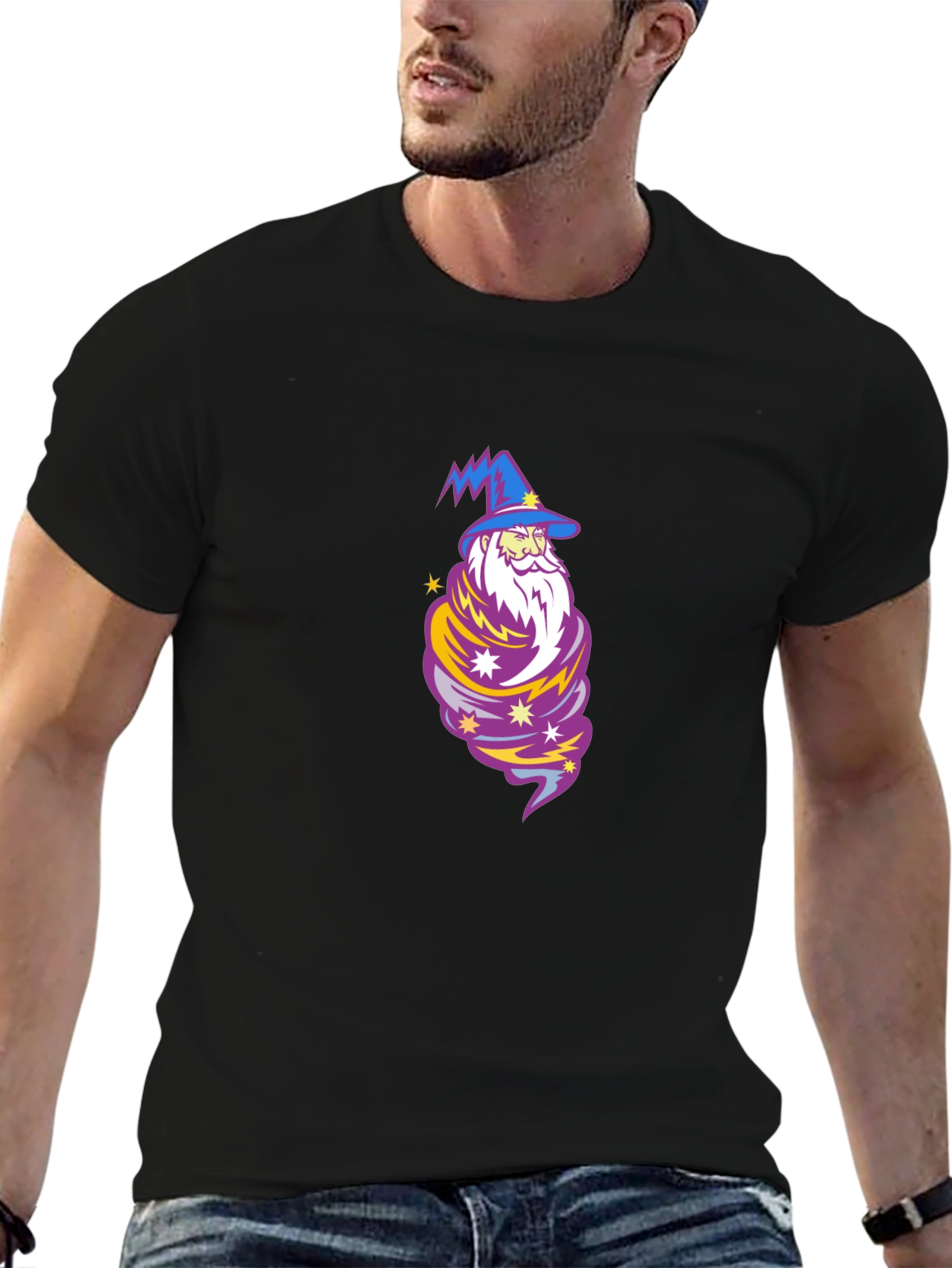 Black Wizard Tornado Graphic T-Shirt view 6