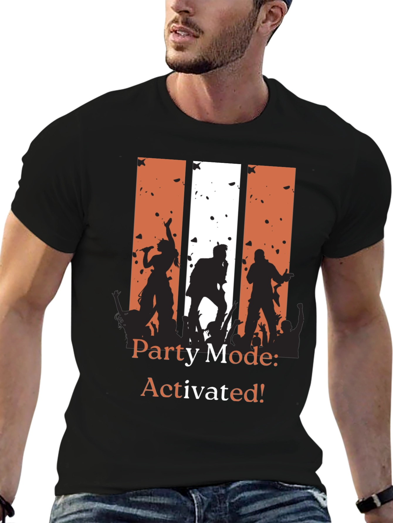 Black Party Mode Activated T-Shirt - Rock Concert Tee view 6